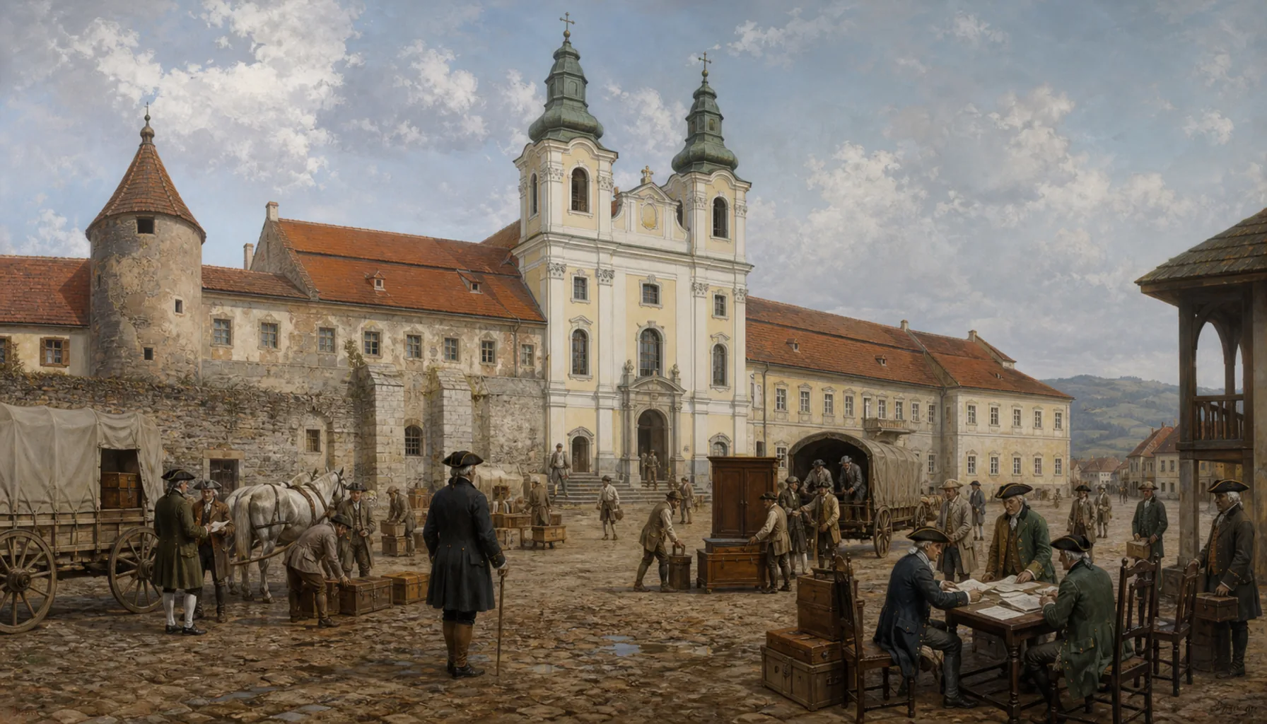 The emperor closes the monastery; the county moves in