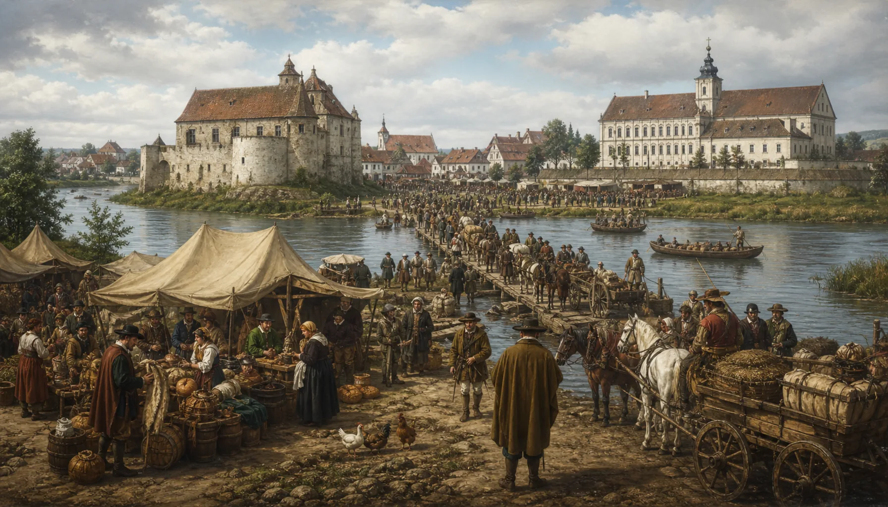 Market town, water castle, Jesuit school