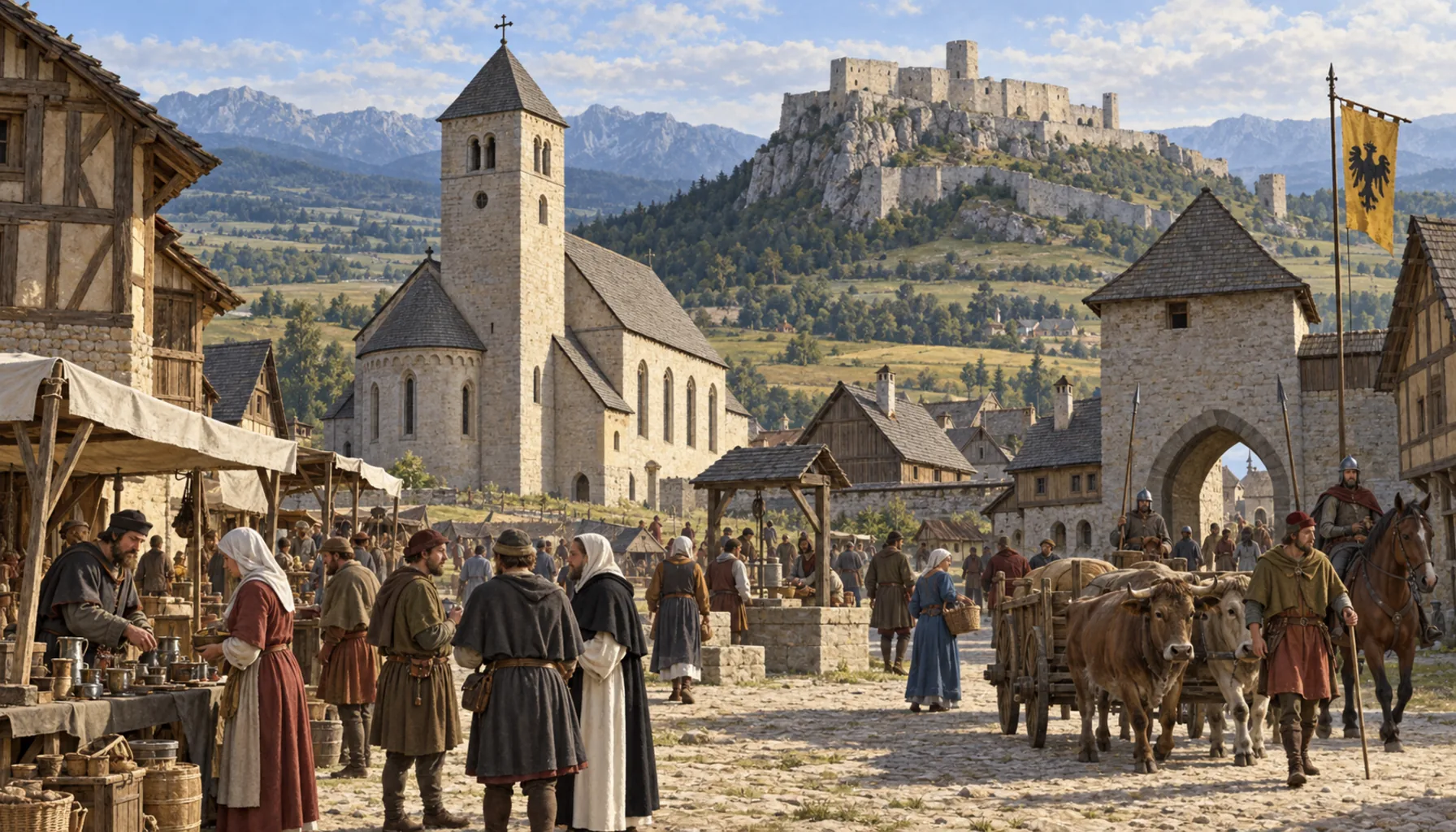 German settlers and a cathedral