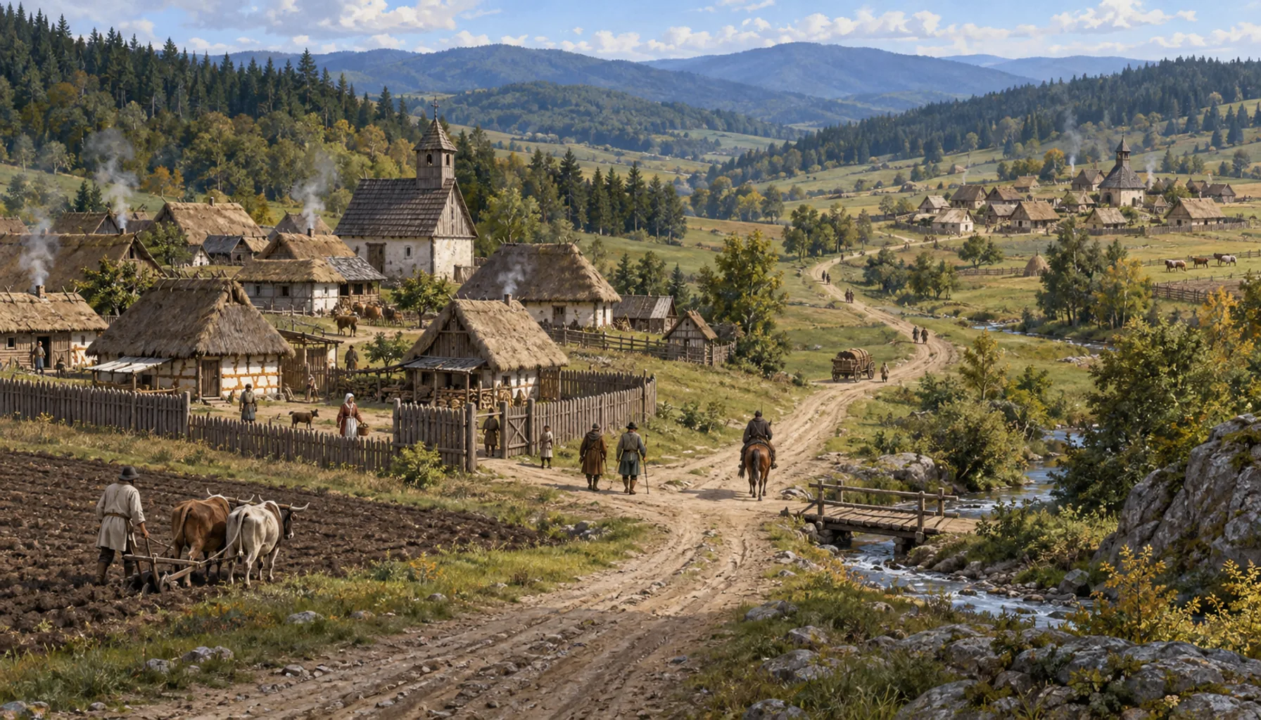 Two villages on the road north