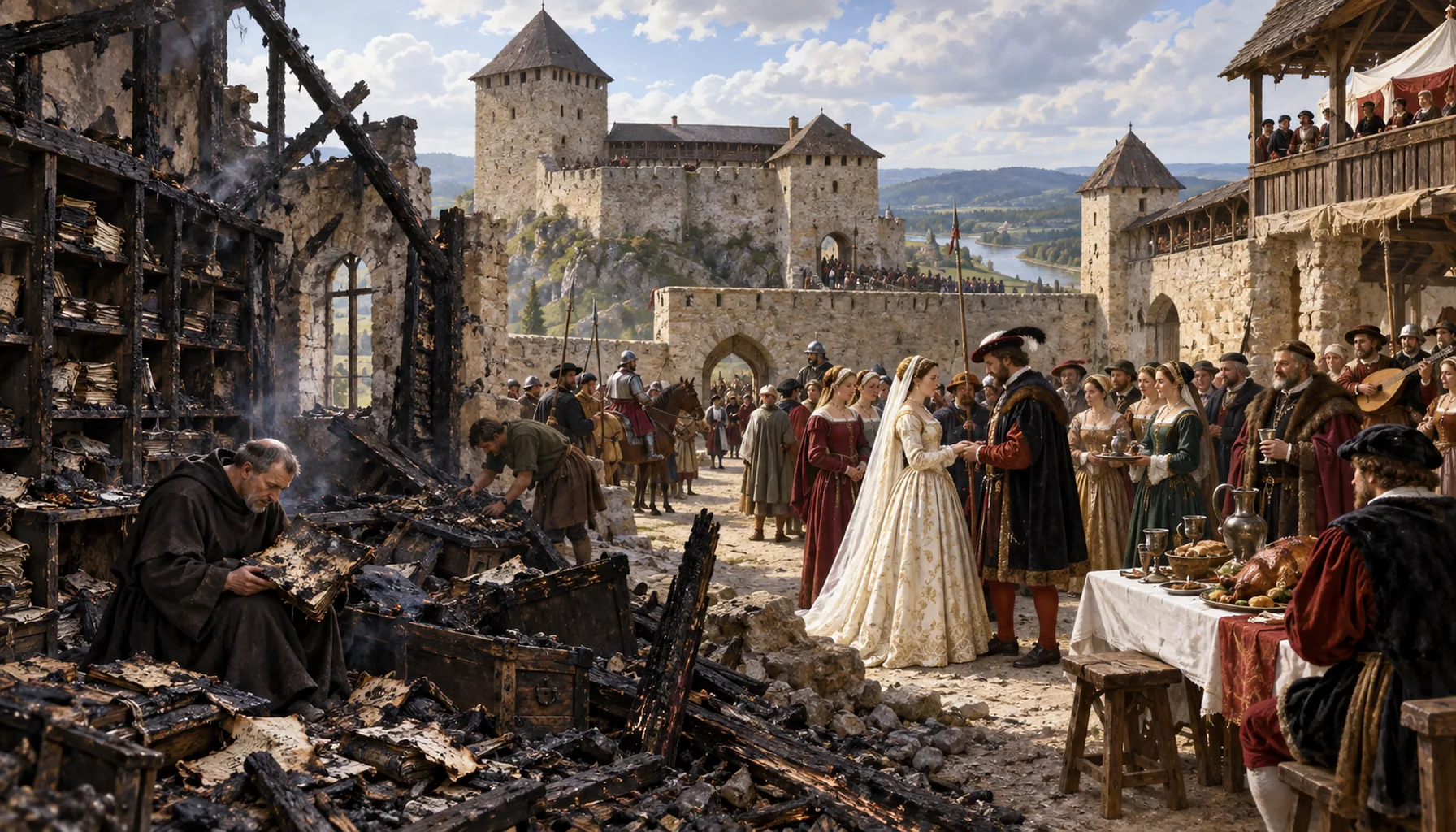 A burnt archive and a famous wedding