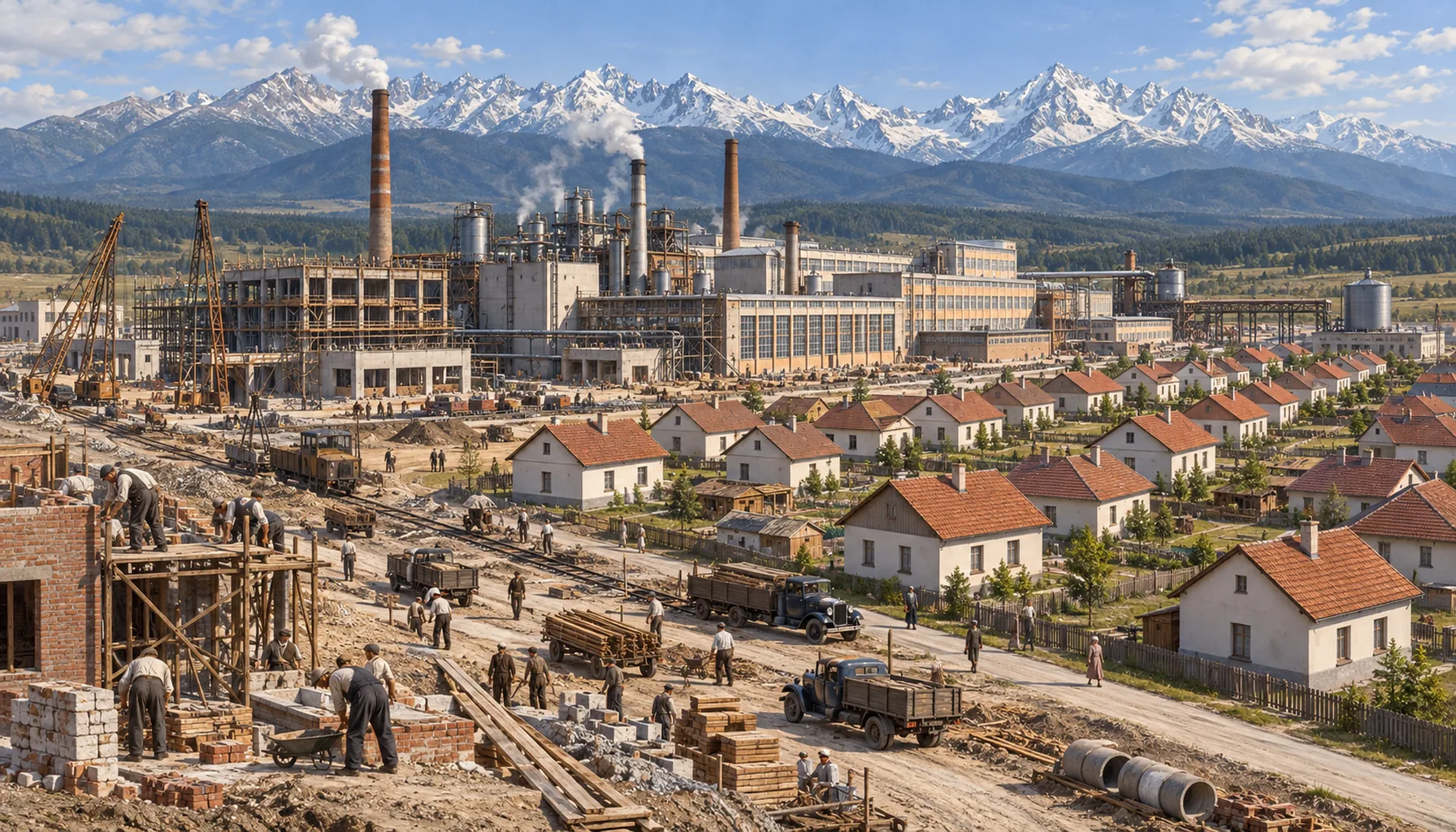 A factory with a town attached