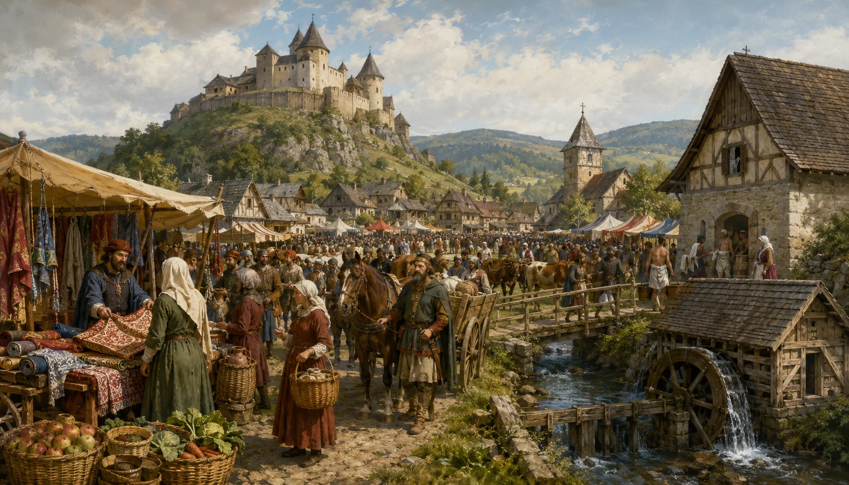 Markets, mills and baths