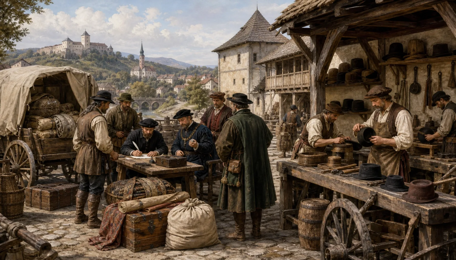 A customs post and a hatters' guild