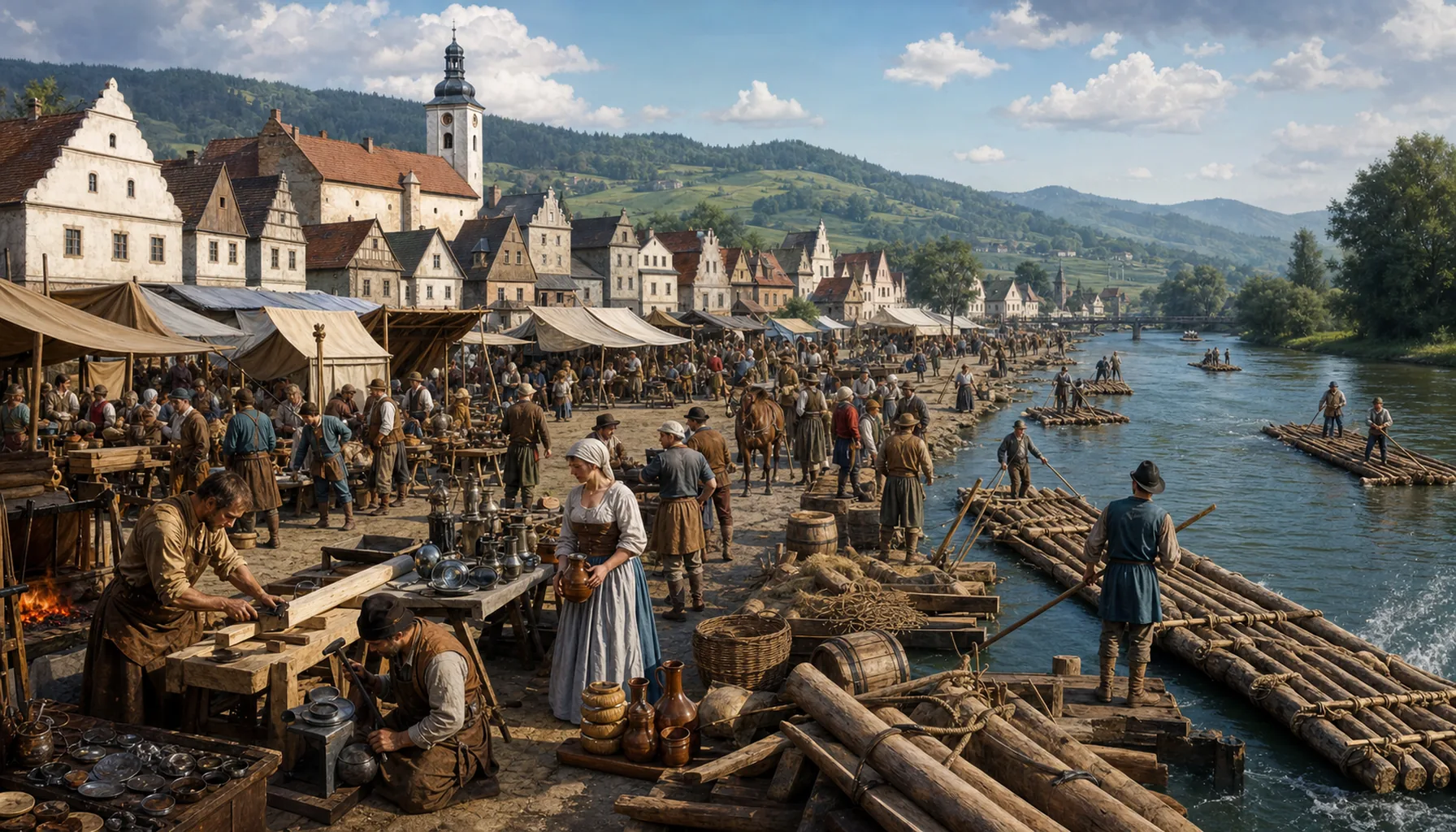 Seven fairs, sixteen guilds, rafts to Komárno