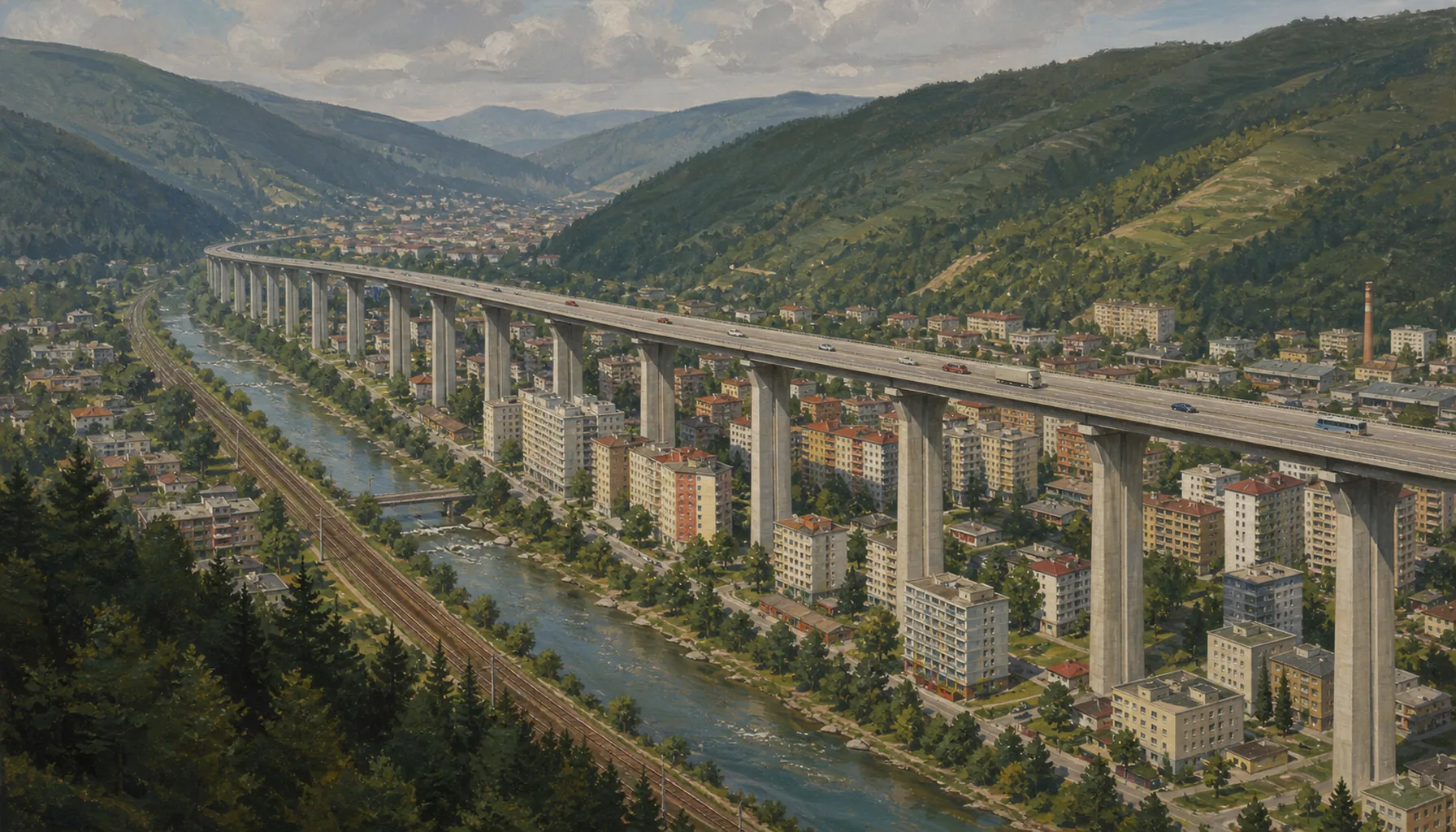 A motorway over the middle of town