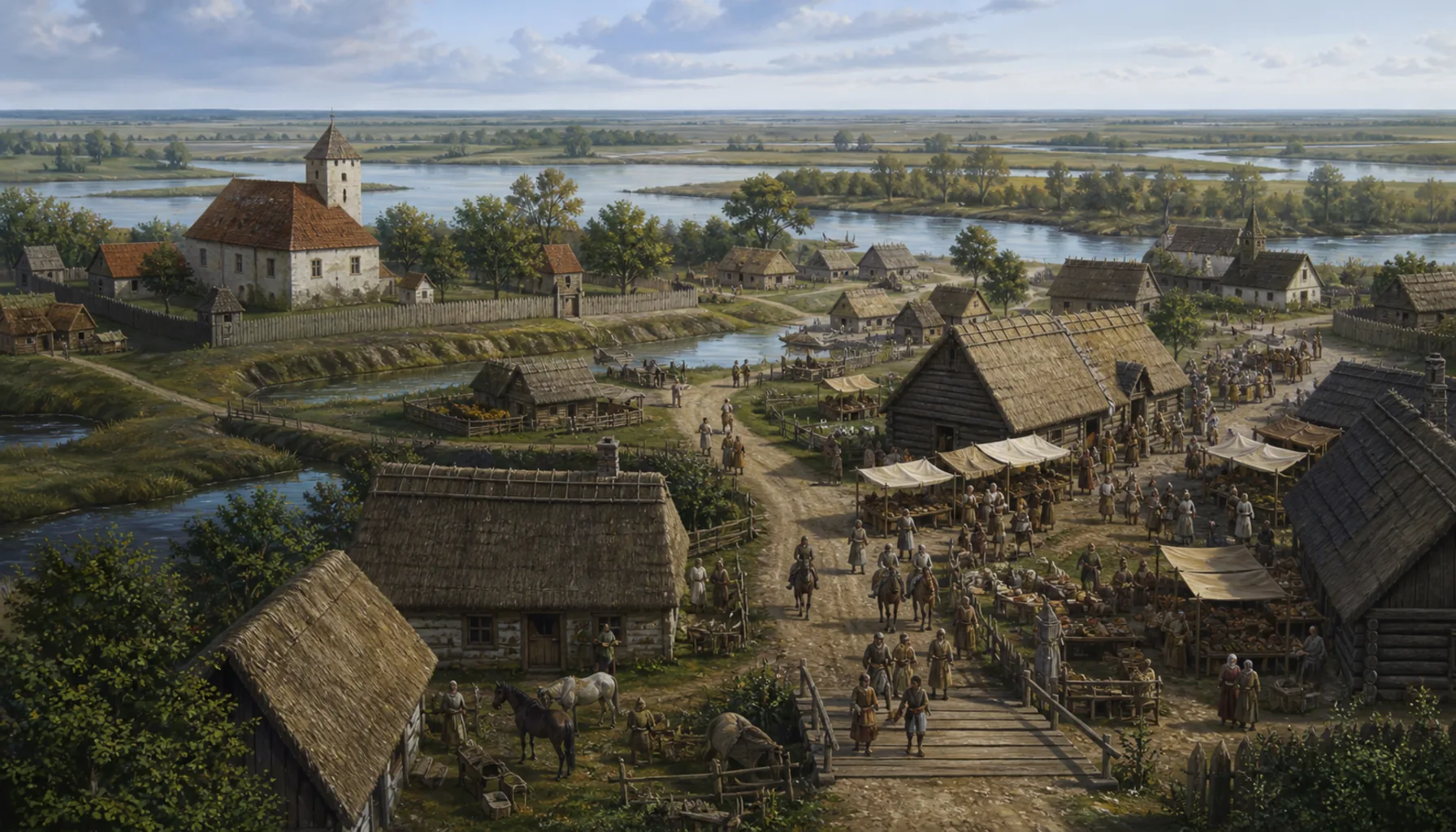 A market town on flat ground