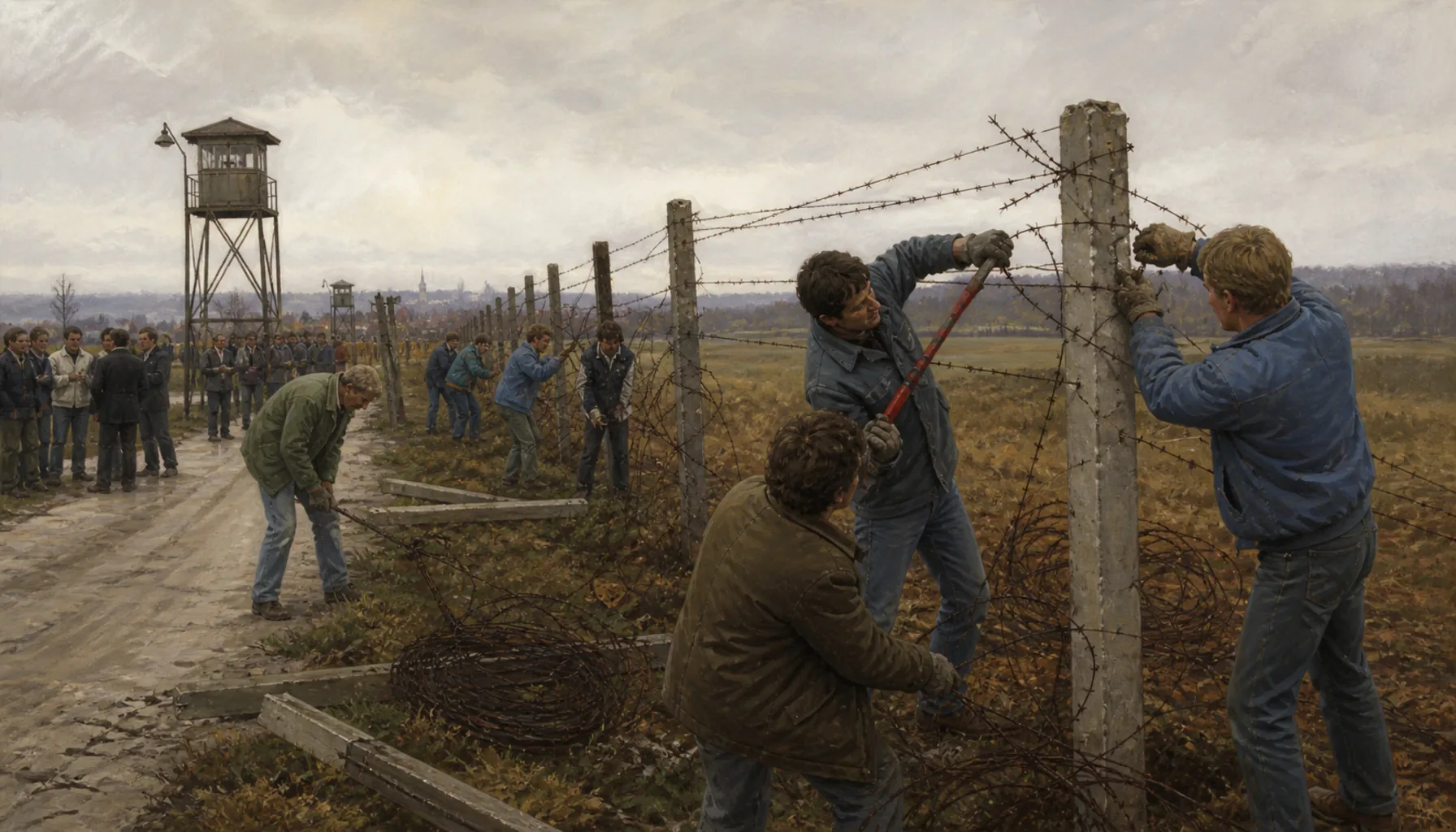 The wire comes down