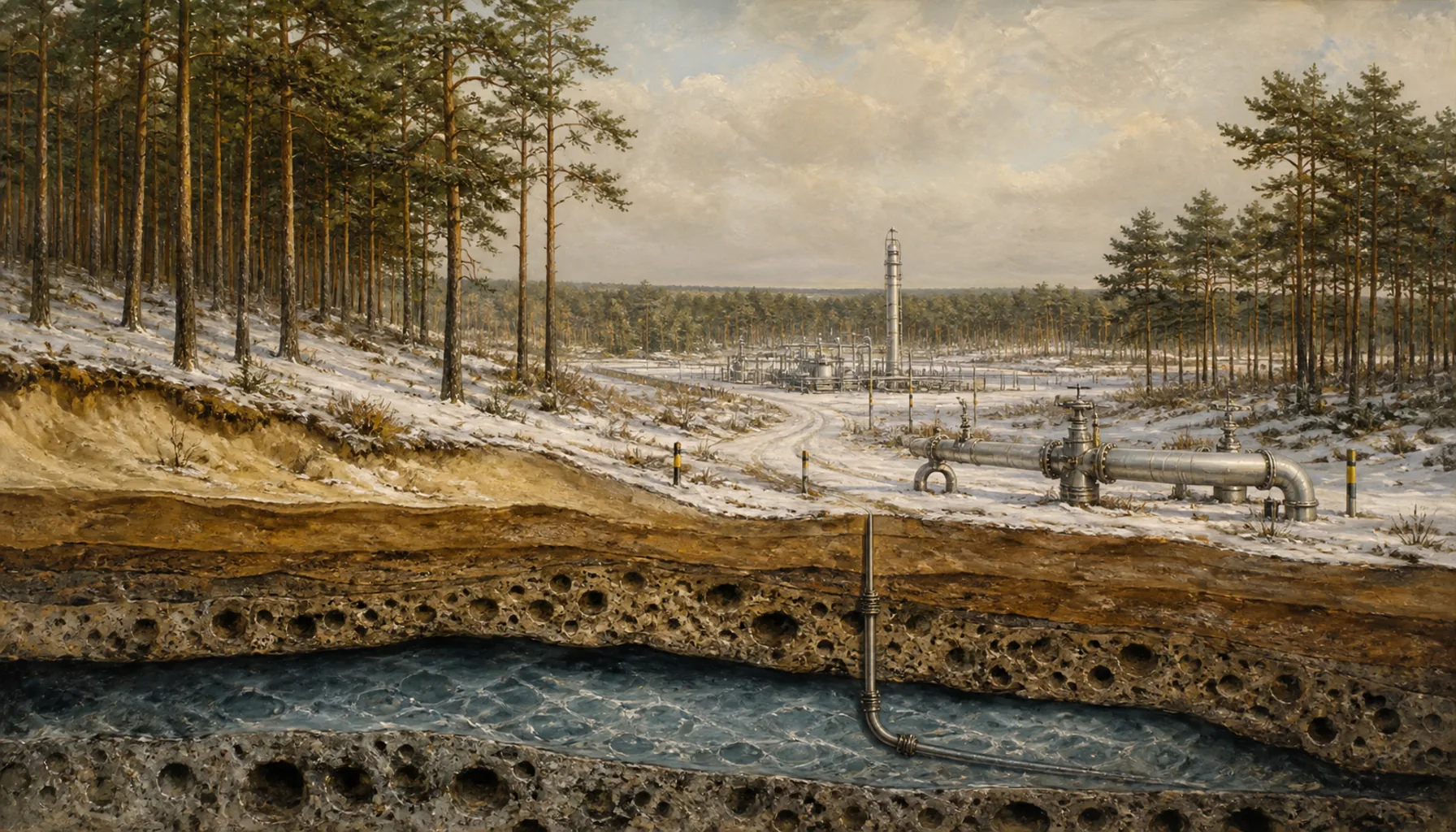 Gas under the pine woods