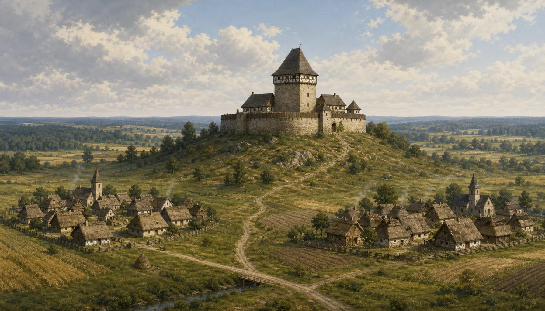 Two villages and a castle