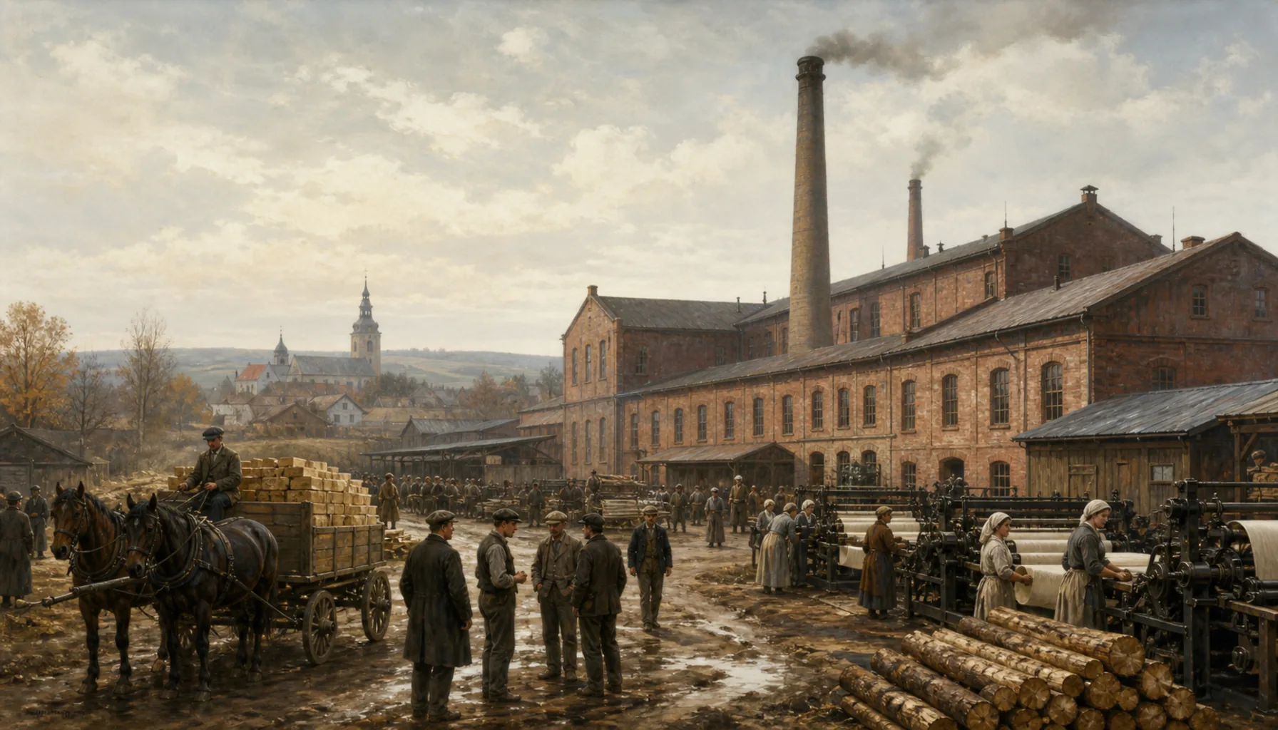A factory that spun thread out of wood