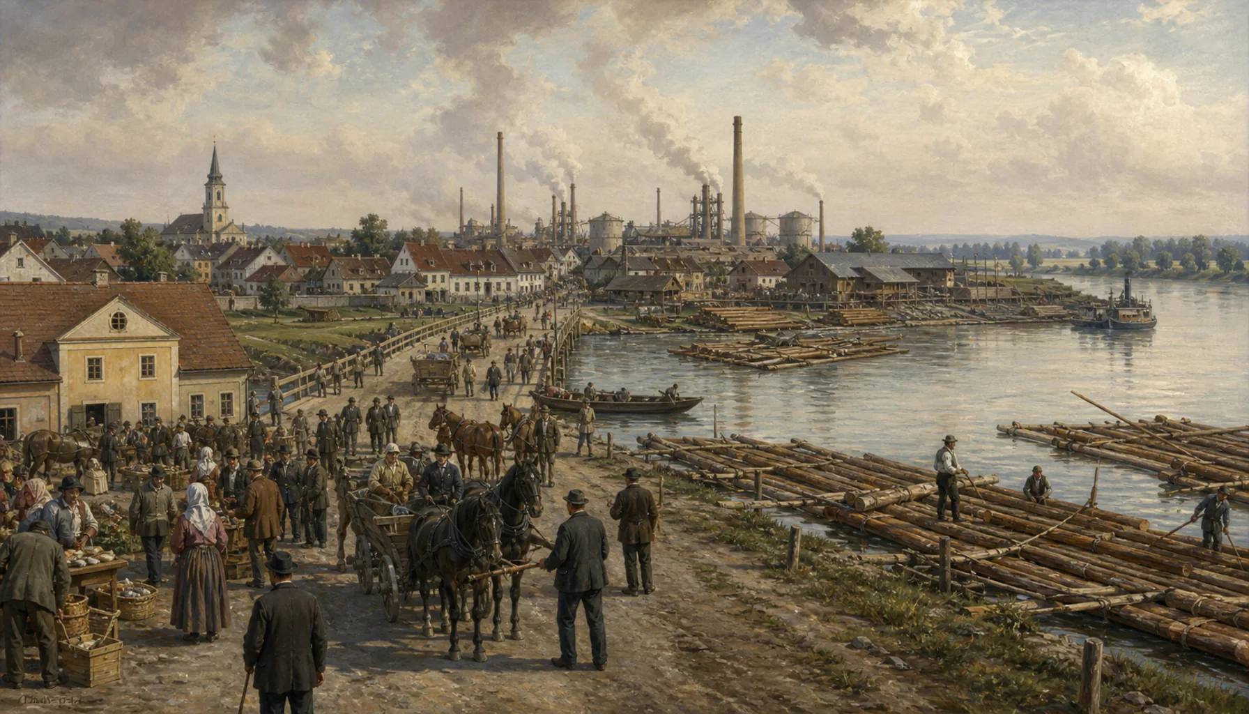 A Czechoslovak market town, and the end of the rafts