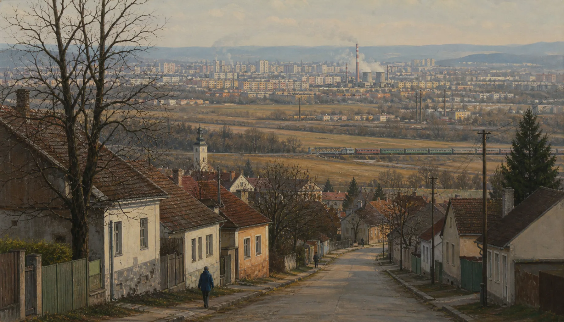 A quiet town beside a loud one
