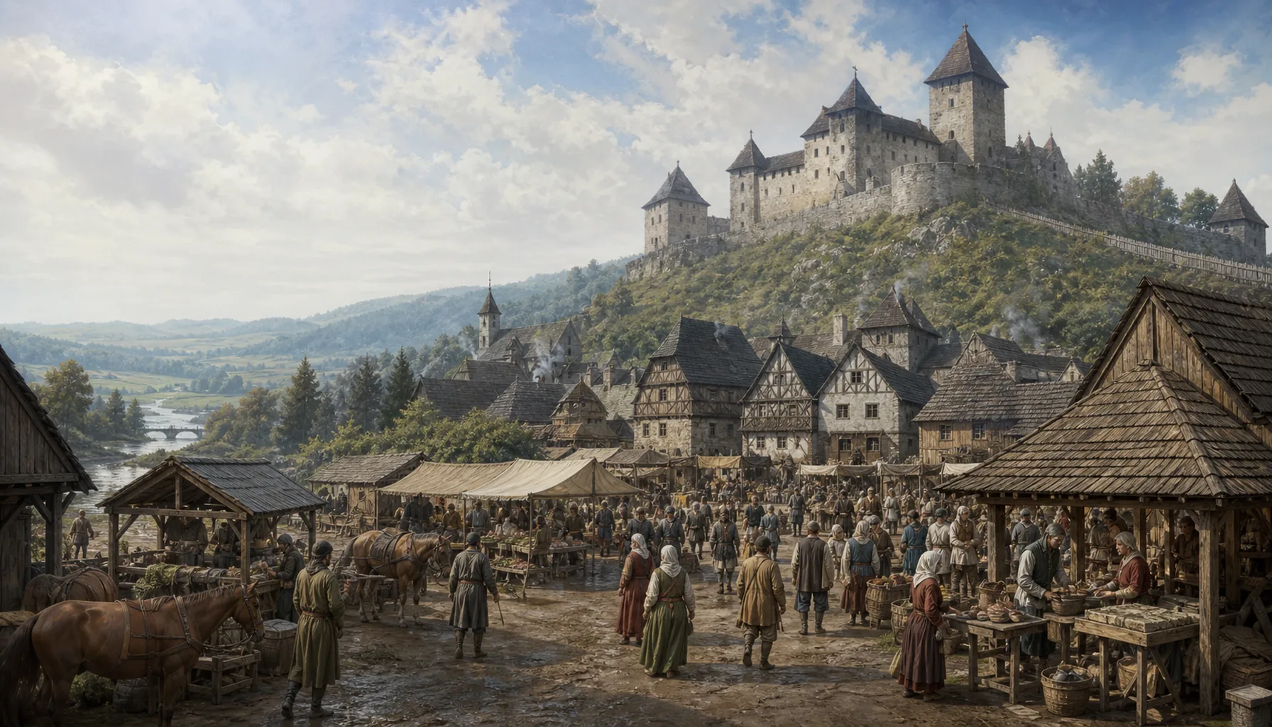 A market town that belonged to a castle