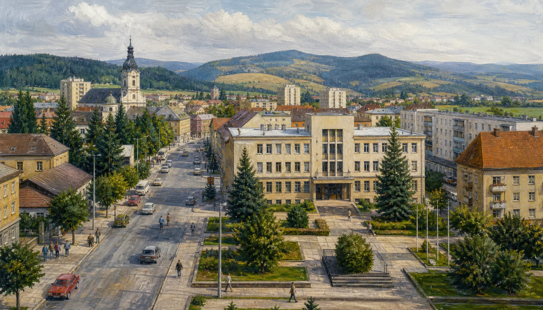A district town again
