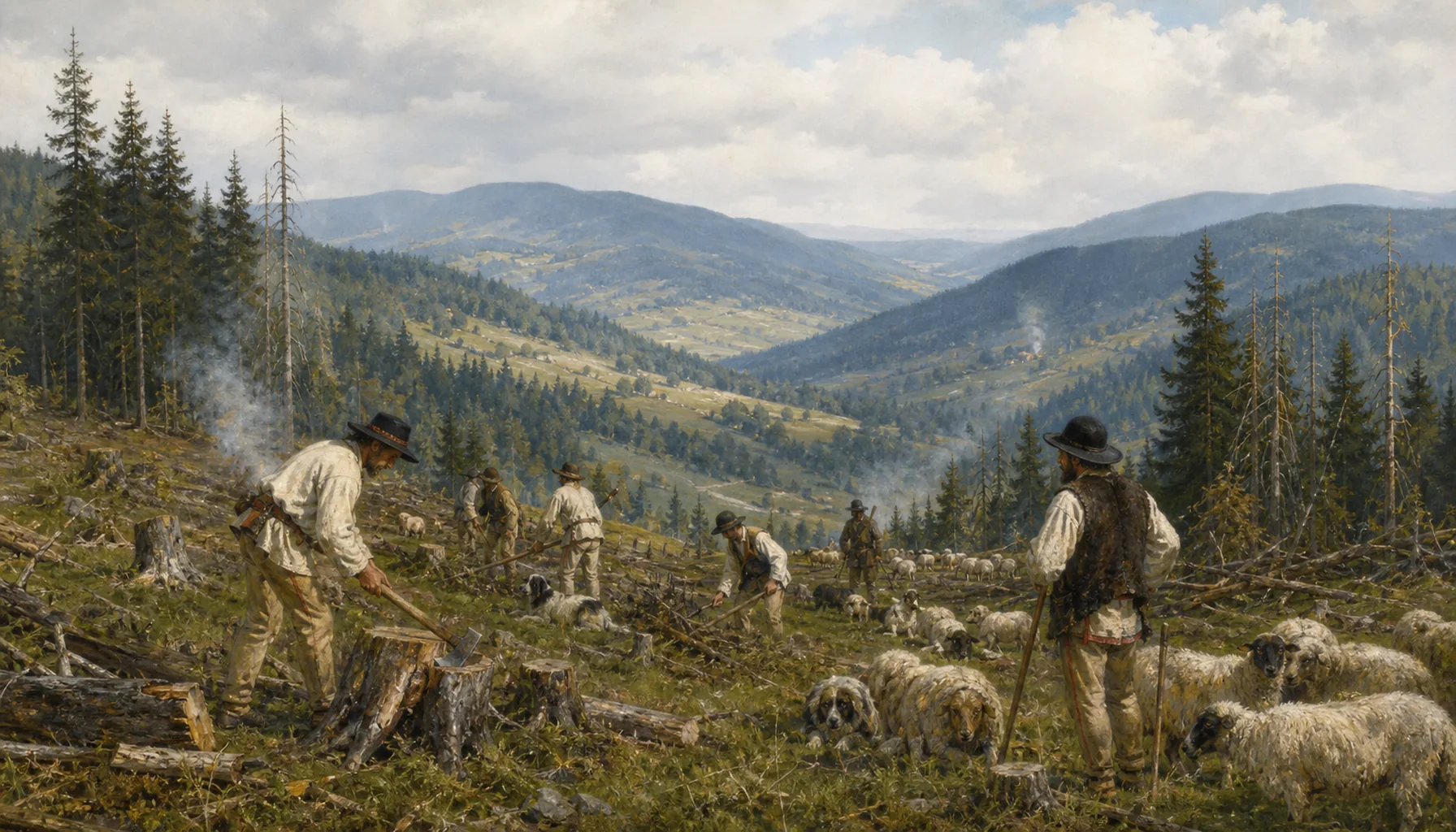 Shepherds clear the valley