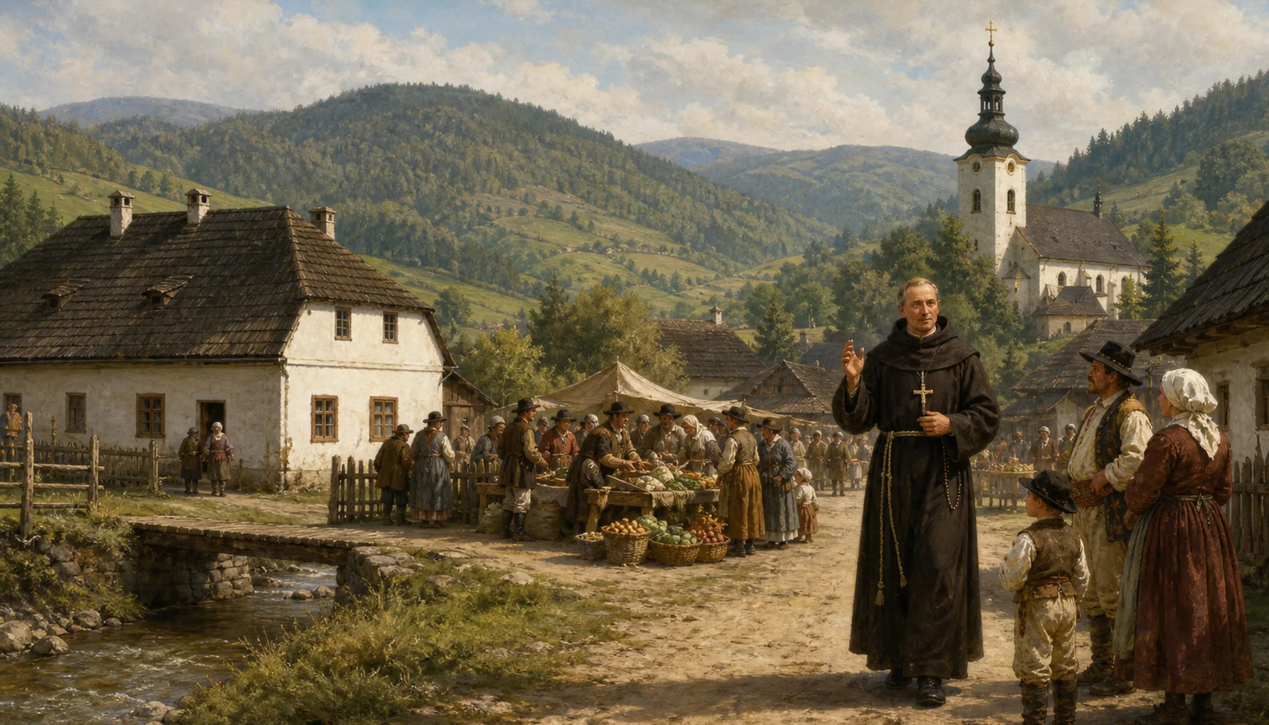 A parsonage, then a market, then a priest