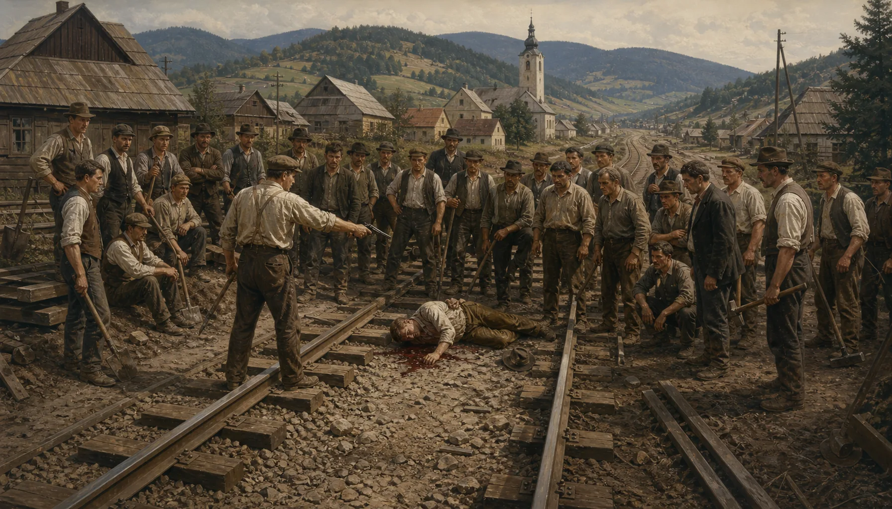 Thirty men, and one of them shot by his own side