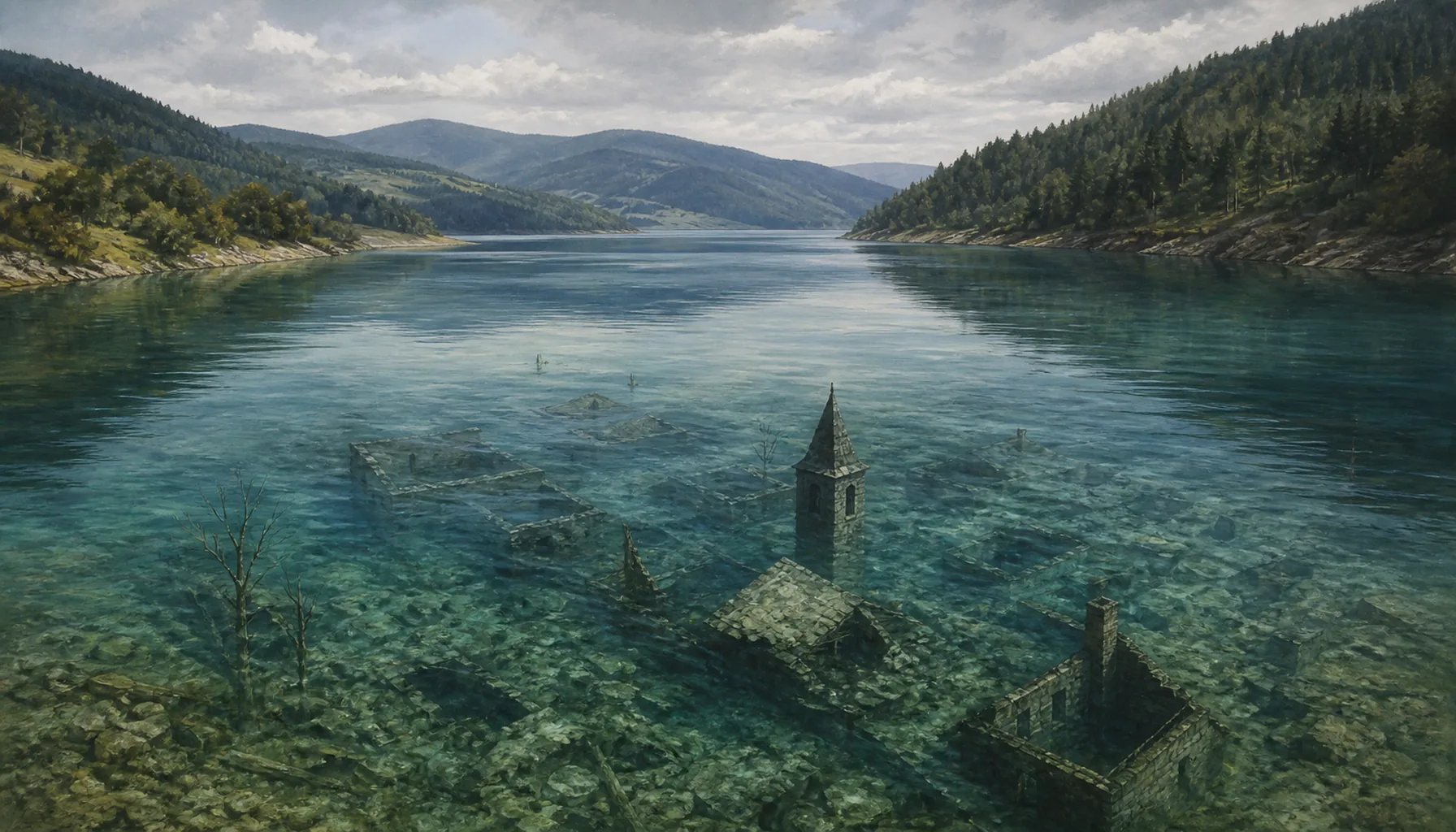 Two villages under the water