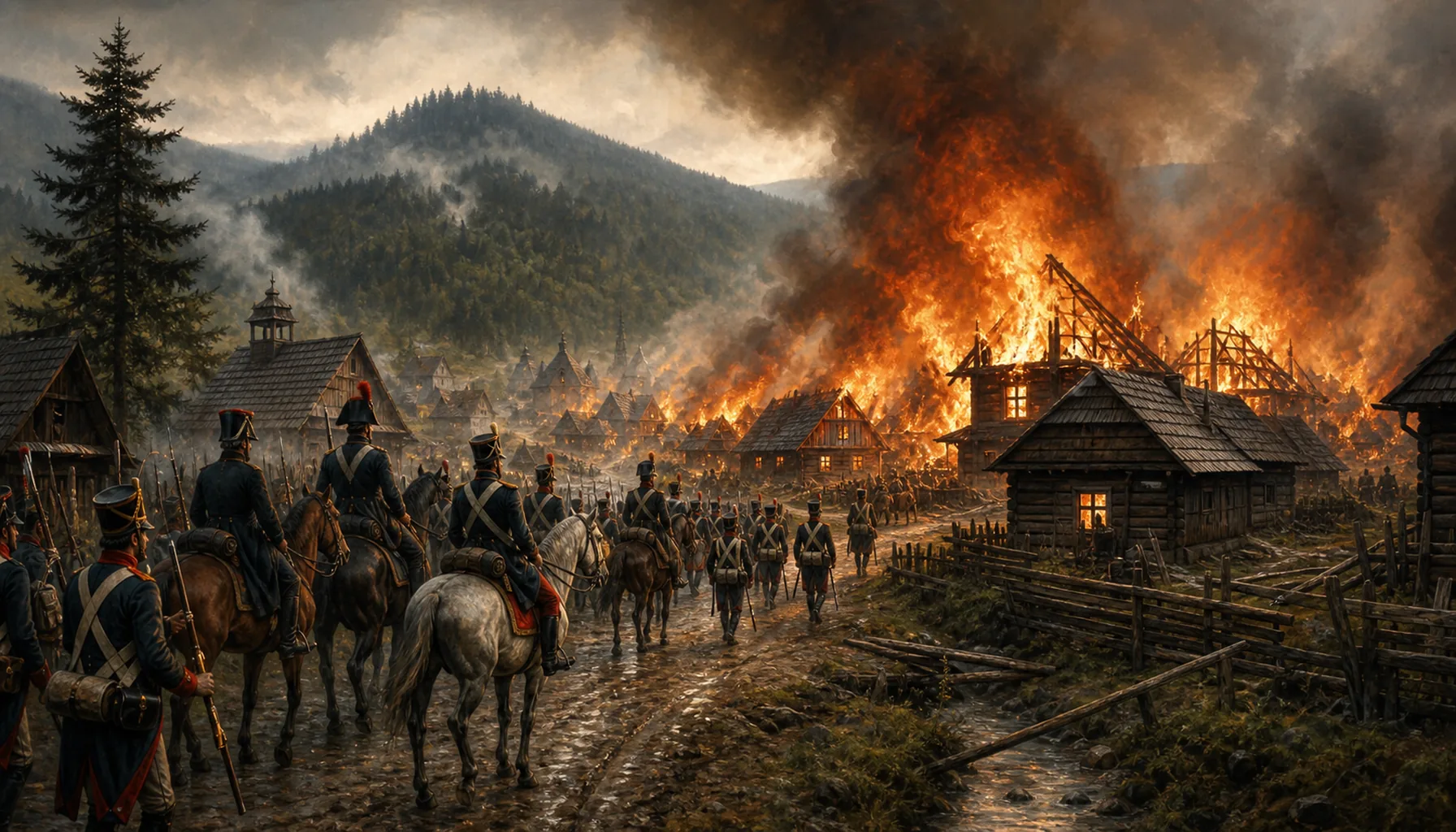 Fire, and an army passing through