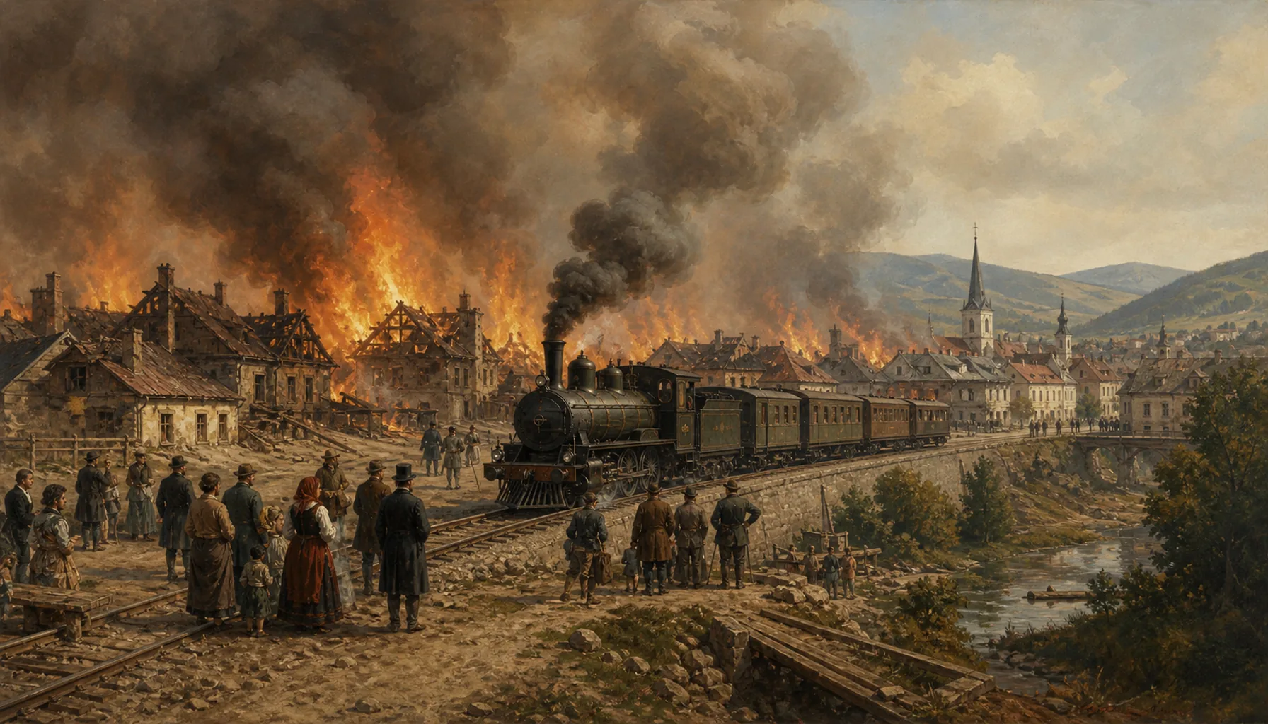The railway arrives, the town burns down