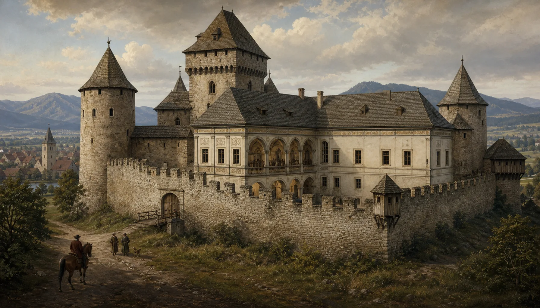 A house built against a fortress