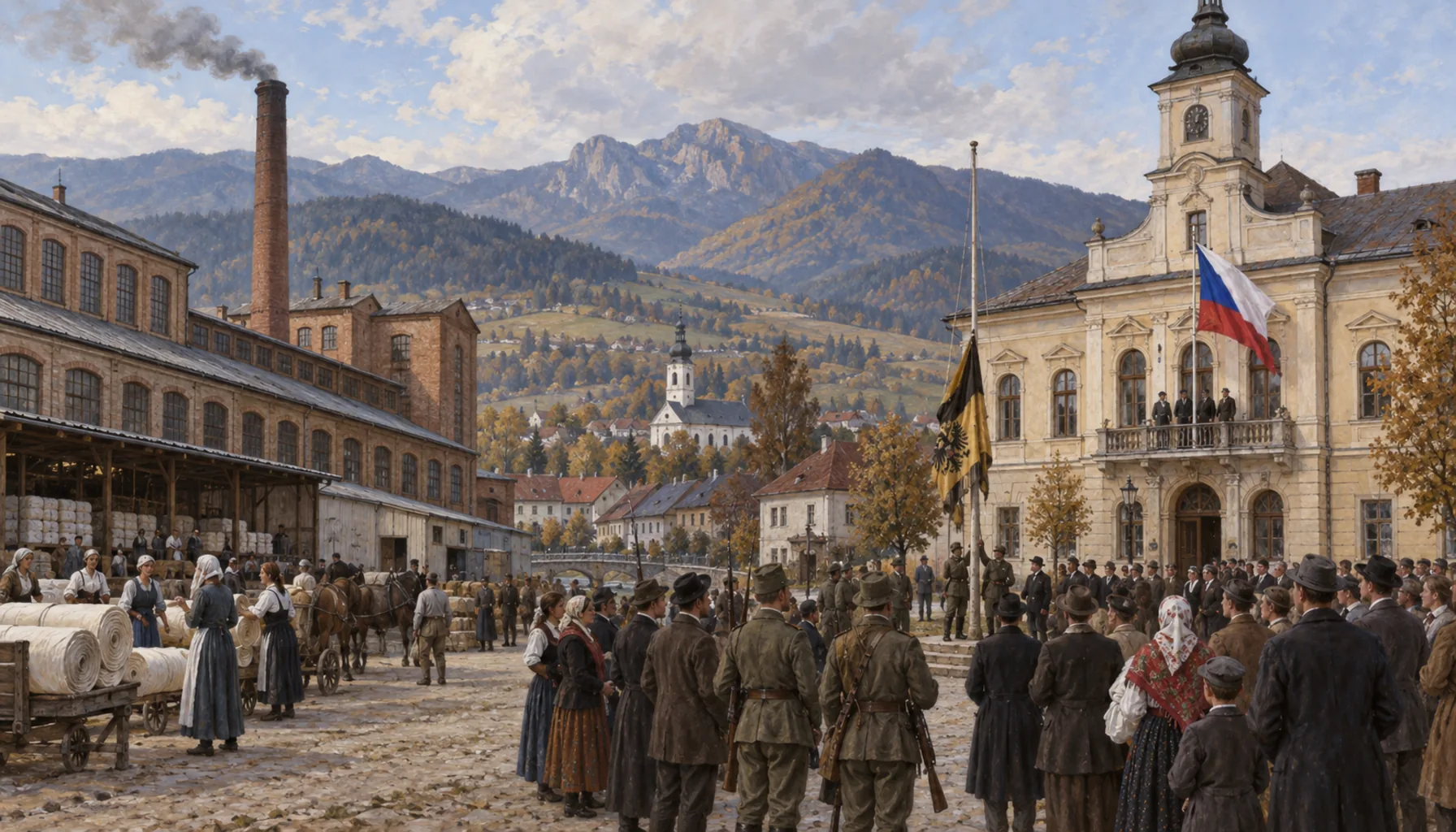 A textile branch and a Slovak town hall