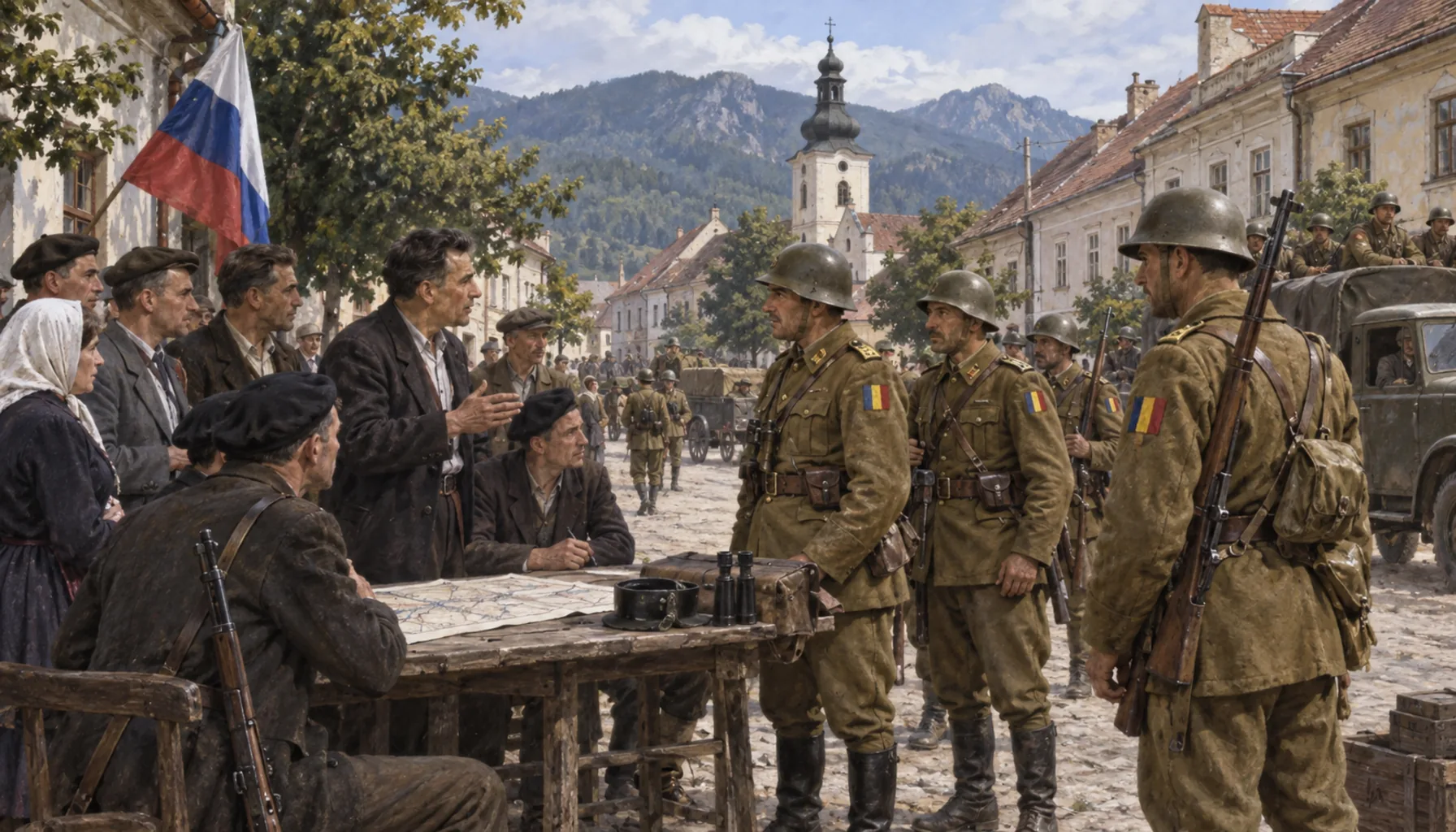 A revolutionary committee, and Romanian soldiers