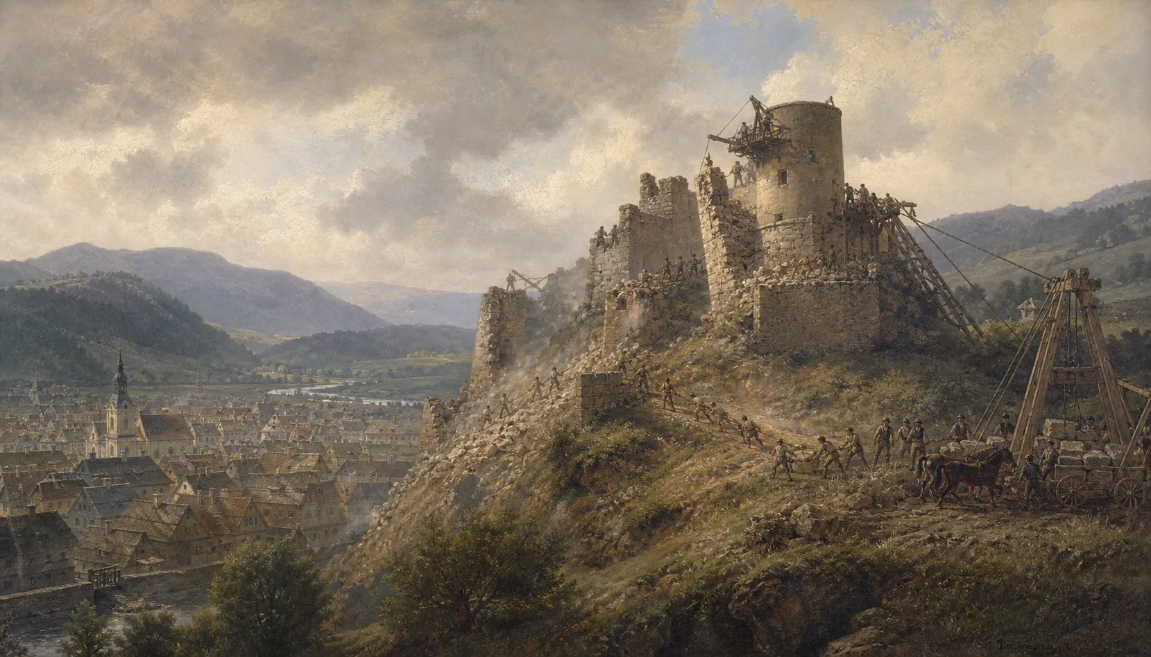 The castle is pulled down