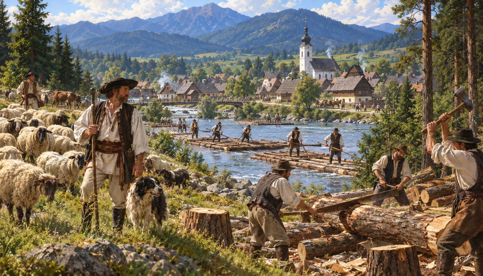 Herdsmen, raftsmen and woodcutters
