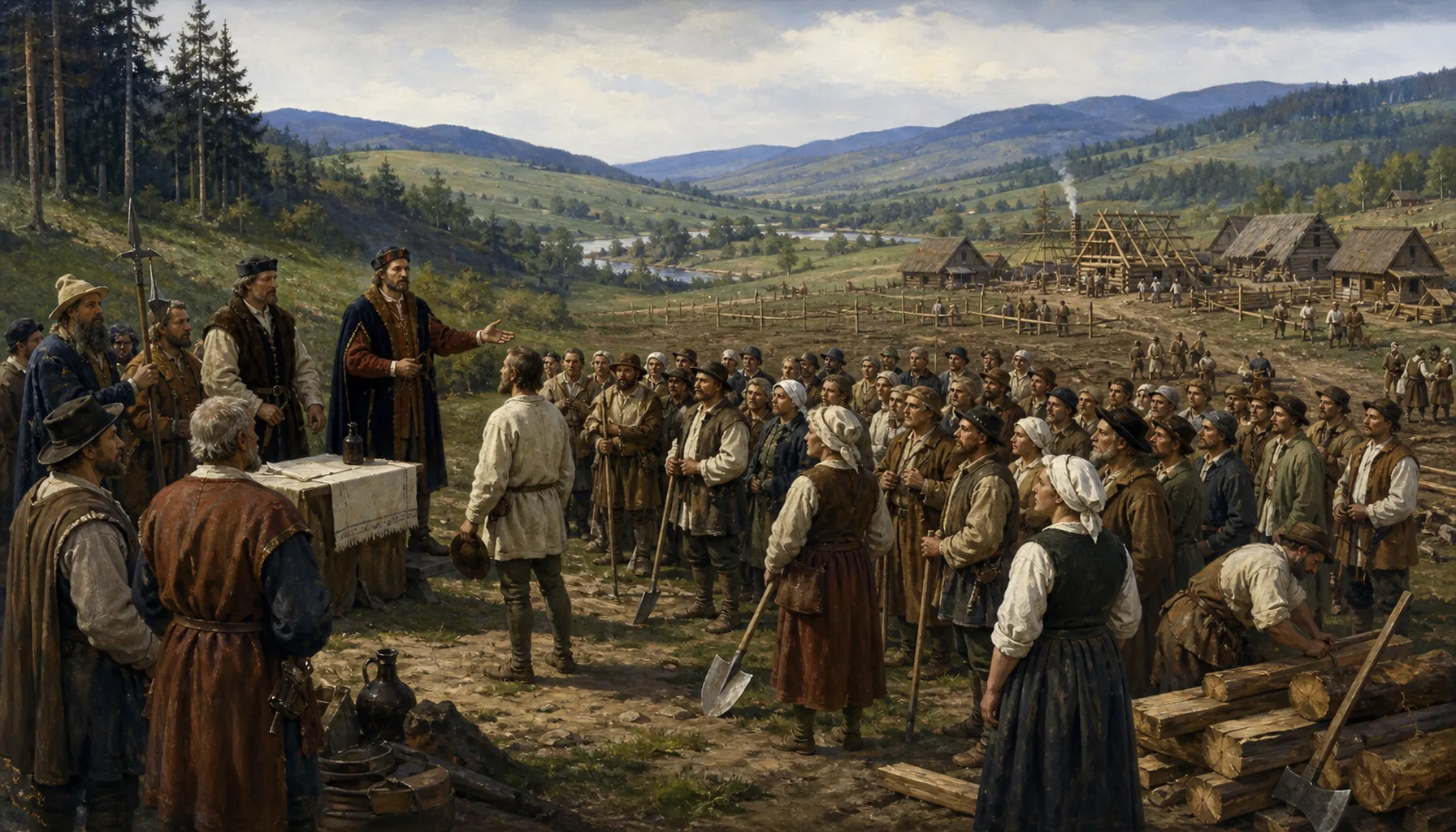 Forty settlers and twelve years free of dues