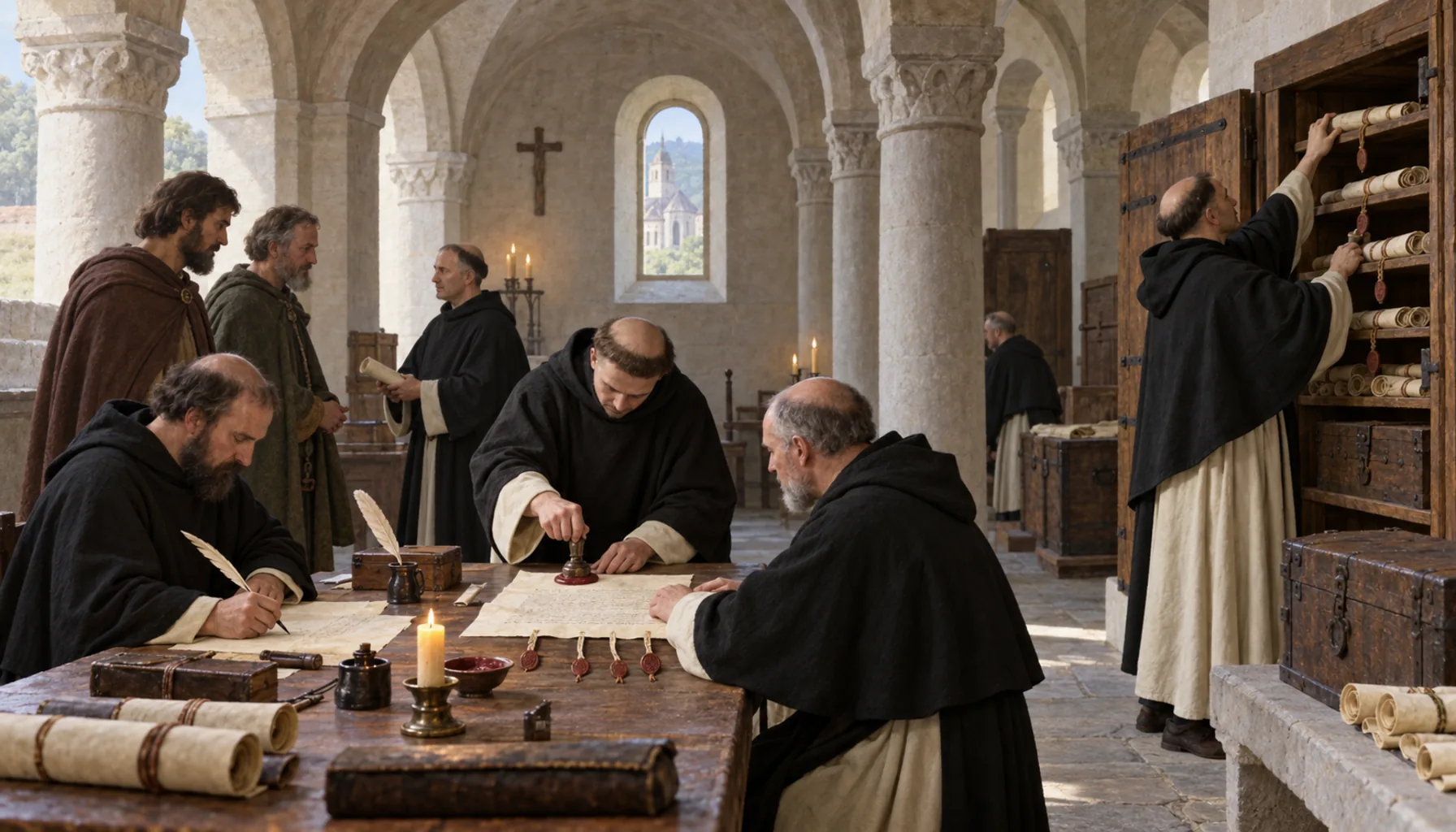 The abbey becomes a records office
