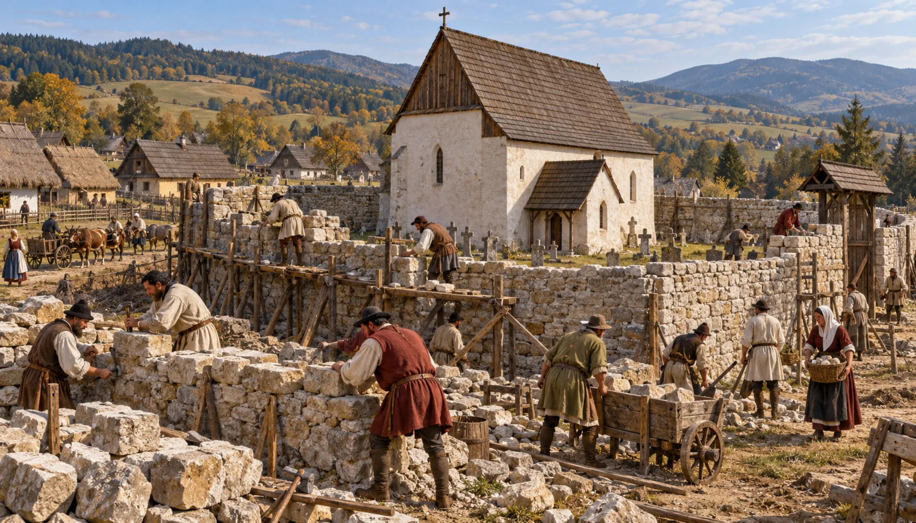 A wall around the church