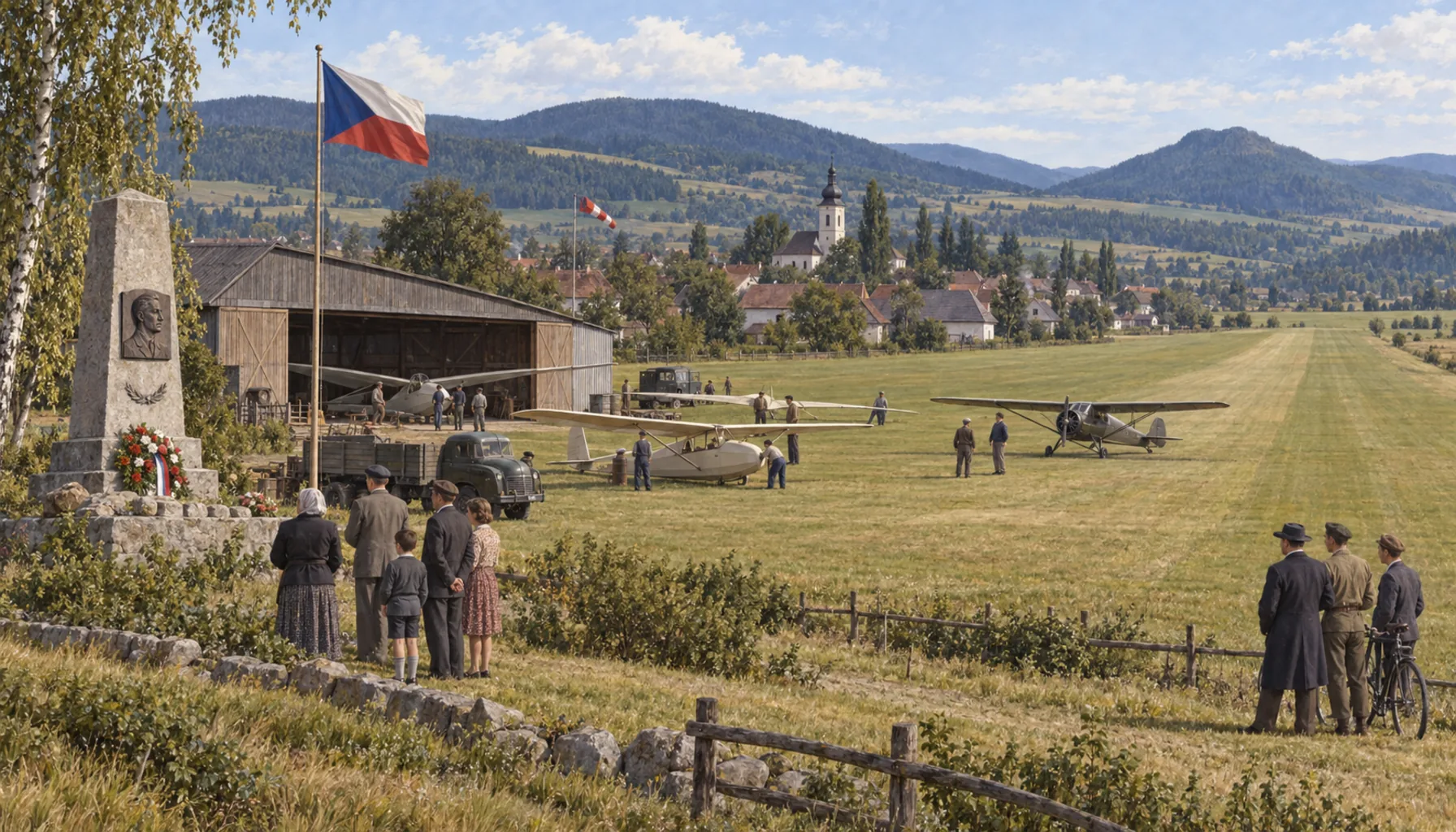An airfield, and a monument to Bel
