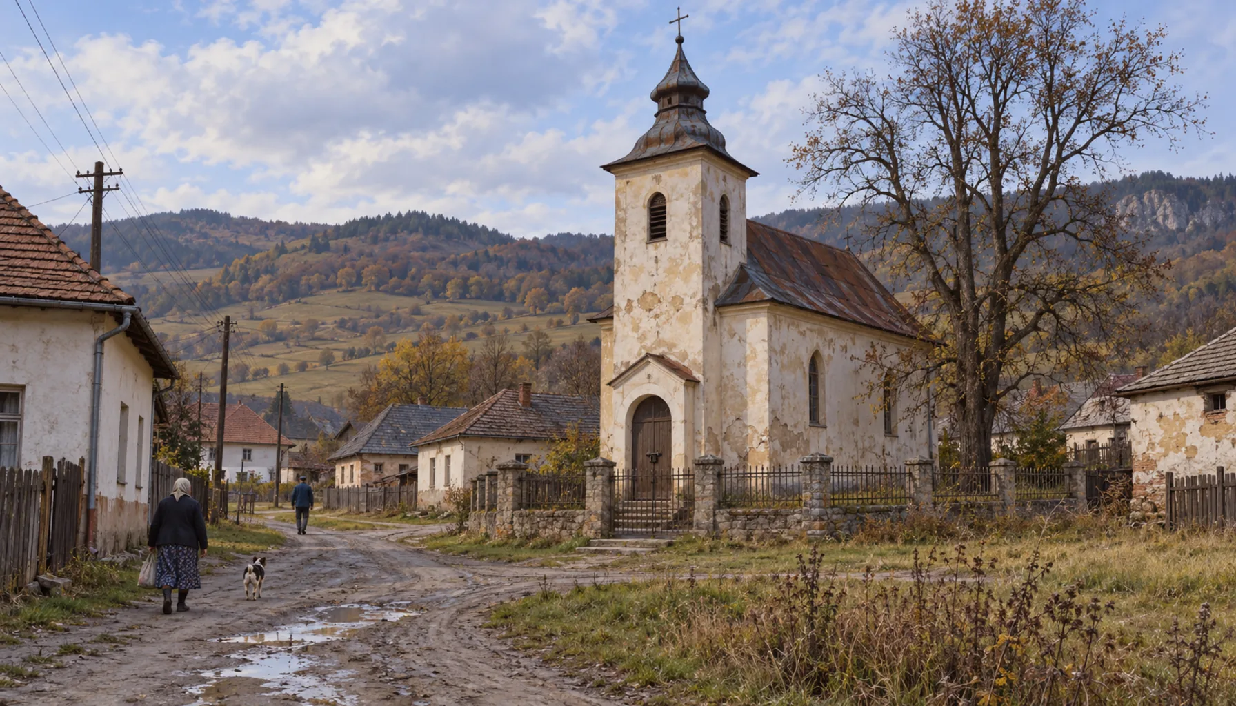 A locked church in a shrinking village