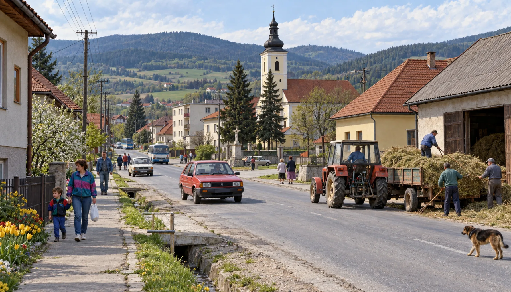 A working village with two names on its walls