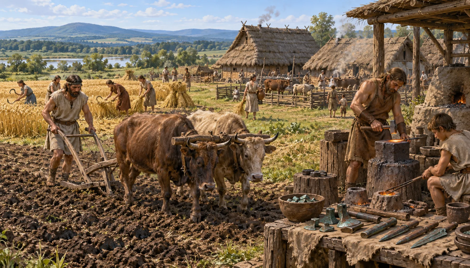 Lusatian farmers on the flat ground