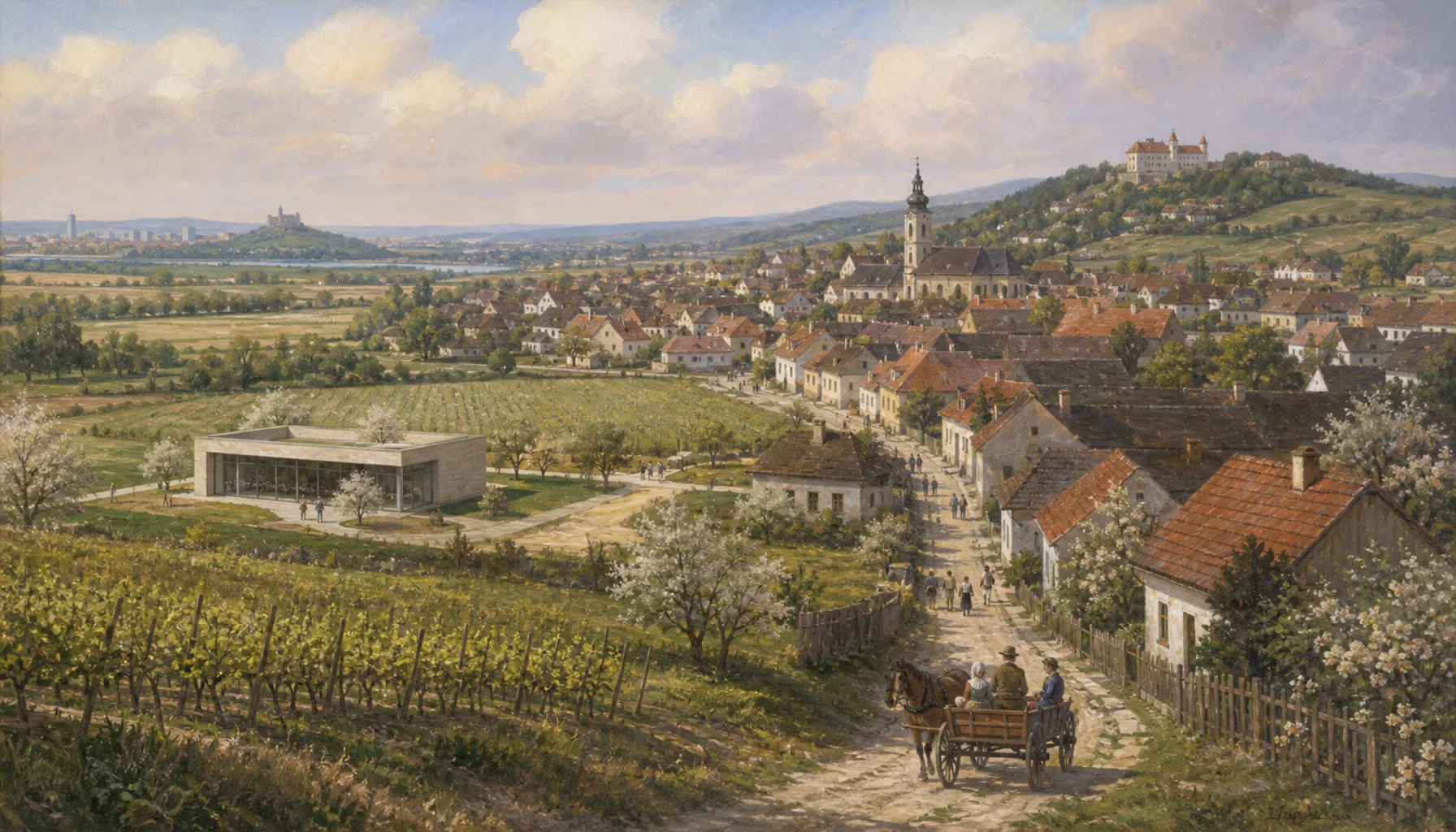 A commuter village with a museum in its fields