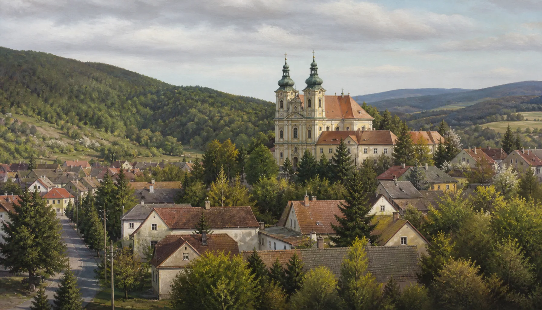 A basilica, and a commuter village