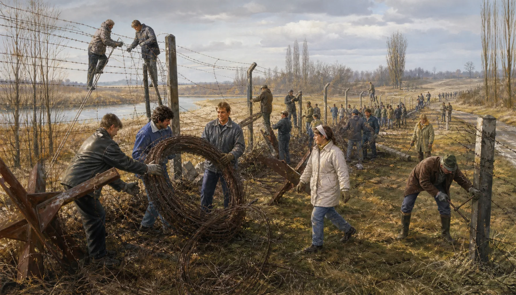 The wire comes down