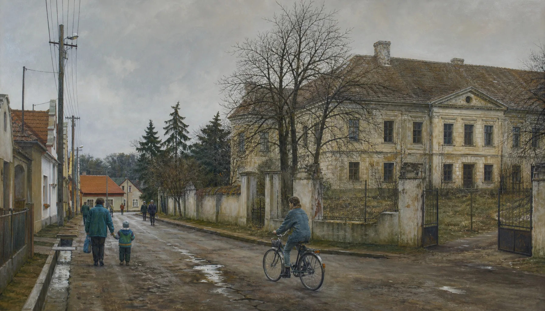 A lived-in street and an empty manor