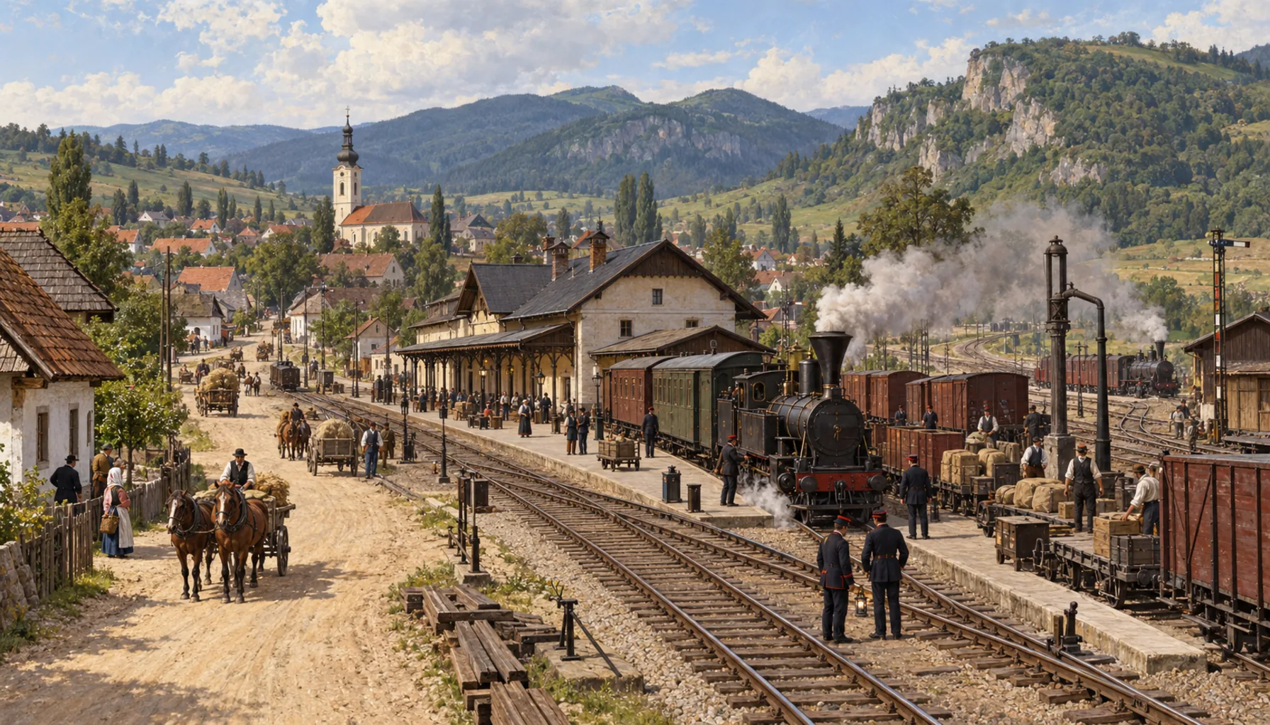 The village becomes a railway junction