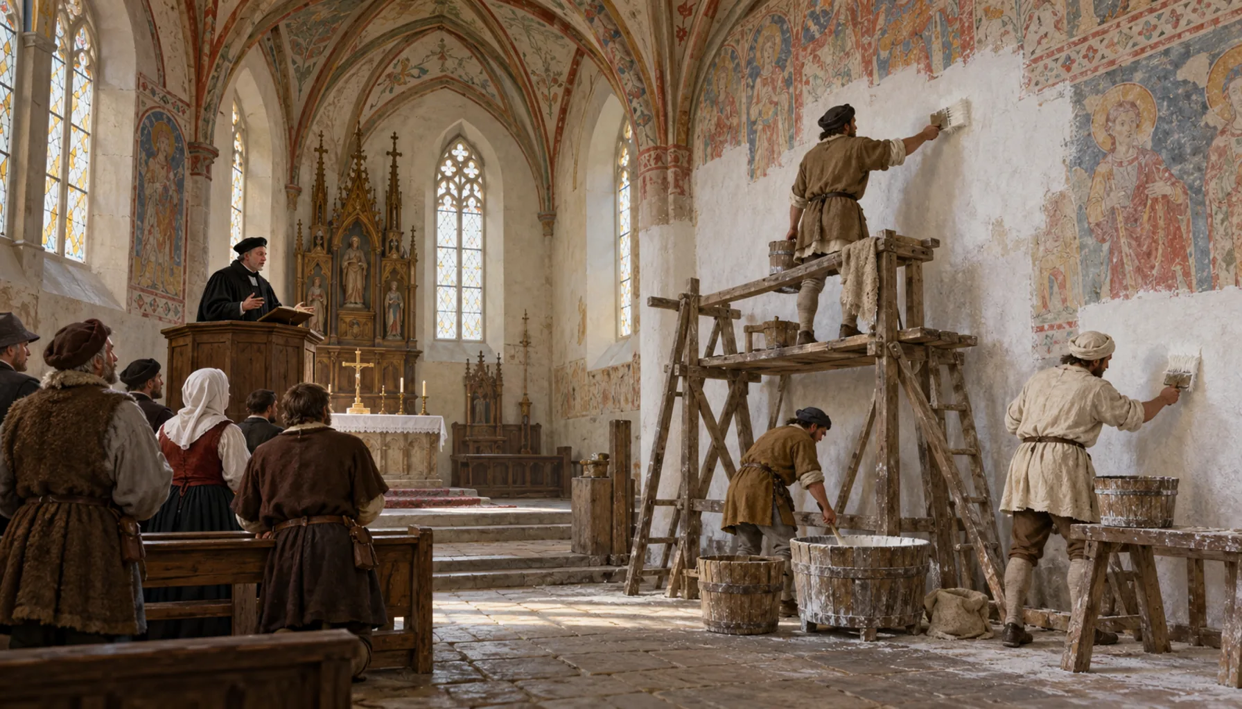 Lutheran, and the paintings go under lime