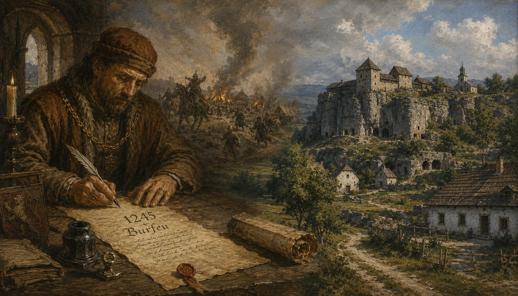 First named in a charter, 1245