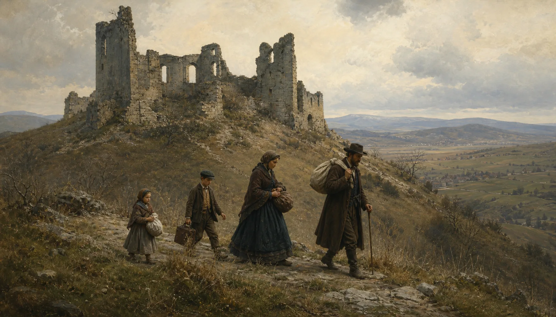 The family leaves the ridge