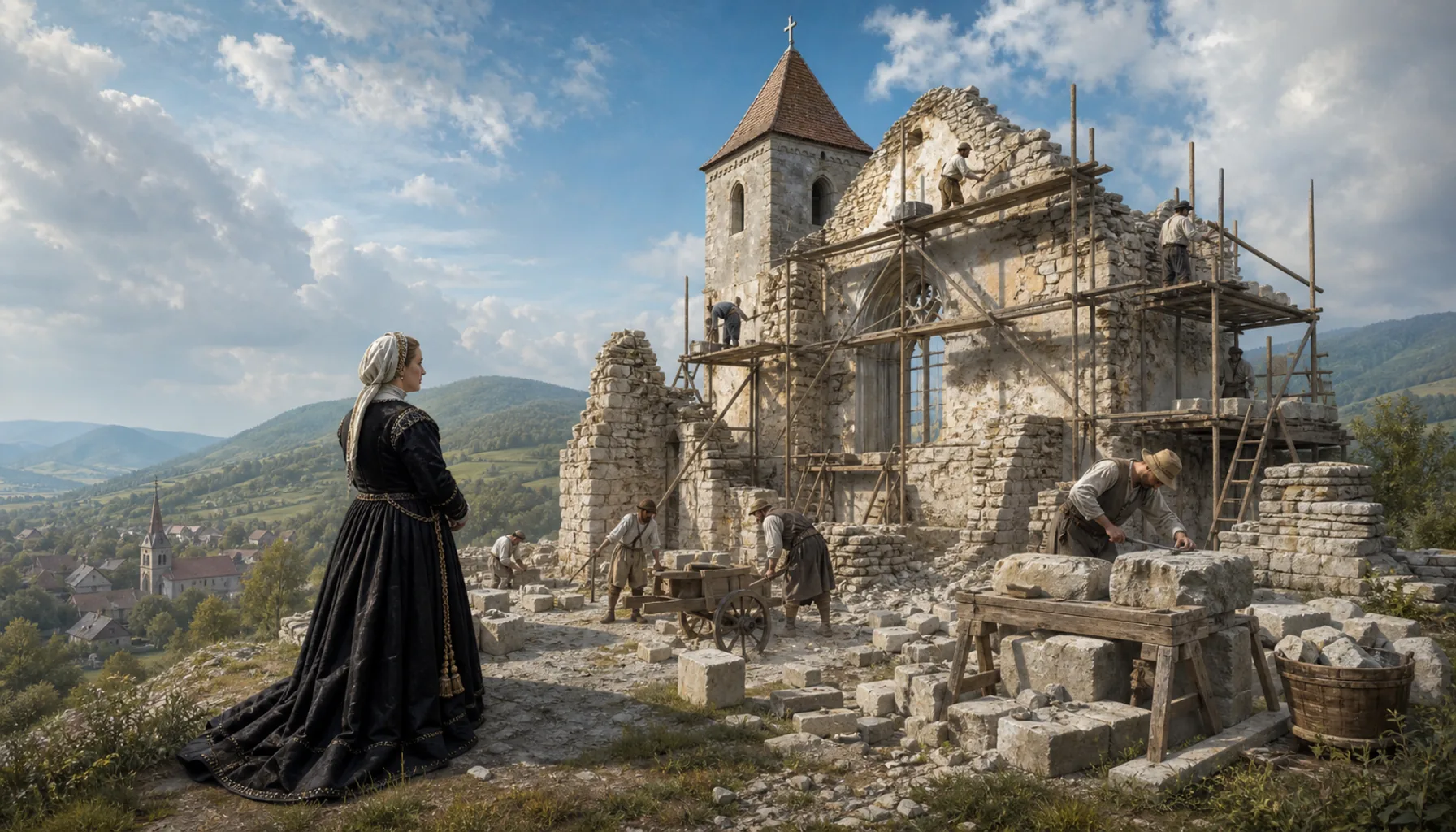 A widow rebuilds a ruin