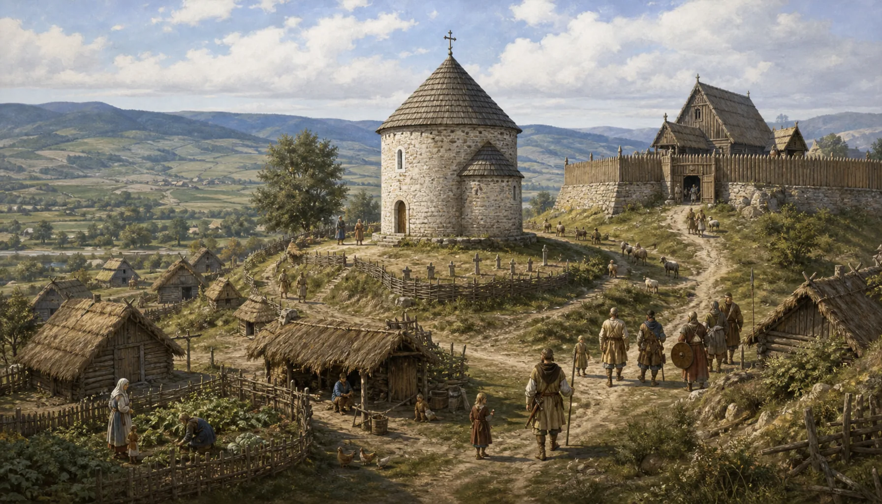 A round church and a lord's court
