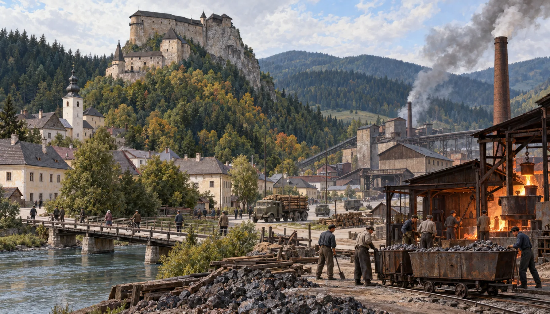 Rebuilt by the state, and a smelter at Široká