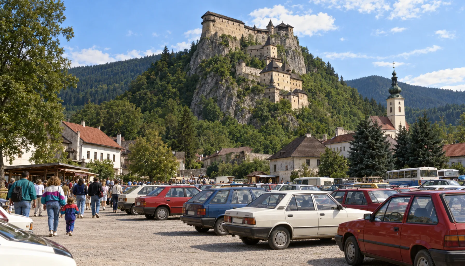 A car park under a famous rock