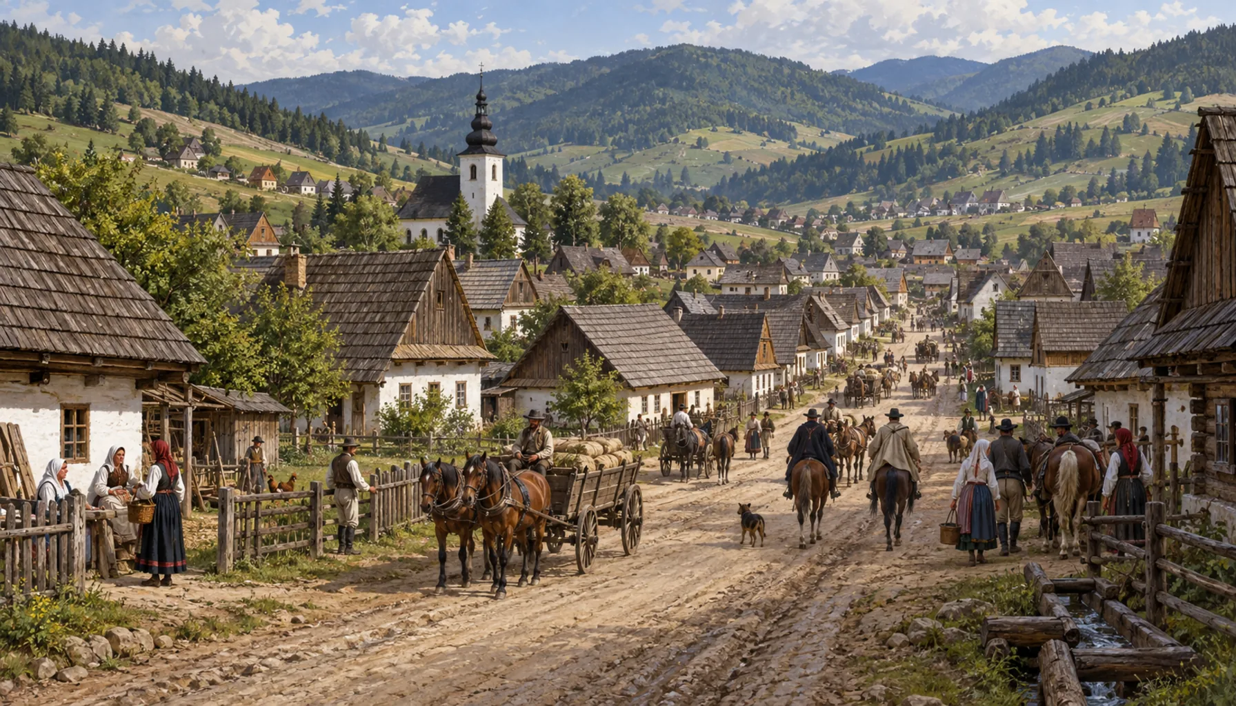 A big village on a busy road